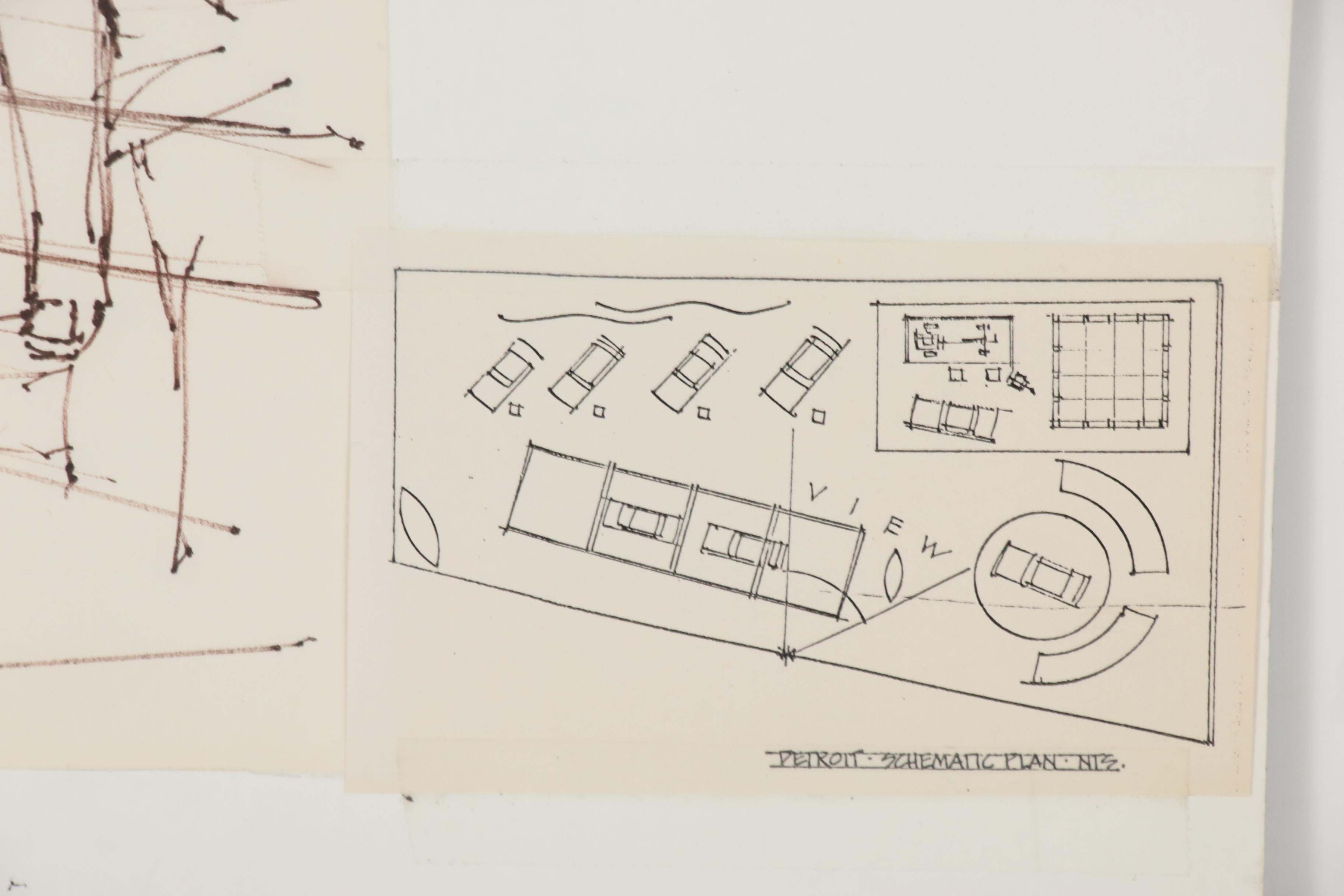Edward Dumont Ink Drawing of an Audi Dealership