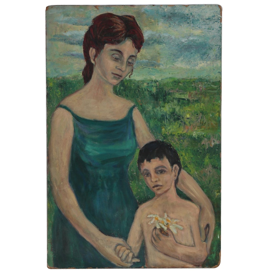 Figural Oil Painting "Mother + Child"