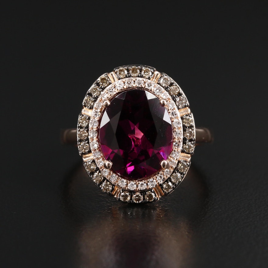 EFFY 14K Gold Rhodolite Garnet and Diamond Ring