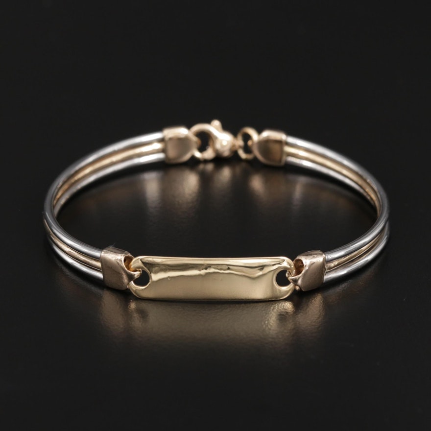 ID Bracelet with 14K Yellow Gold Accents