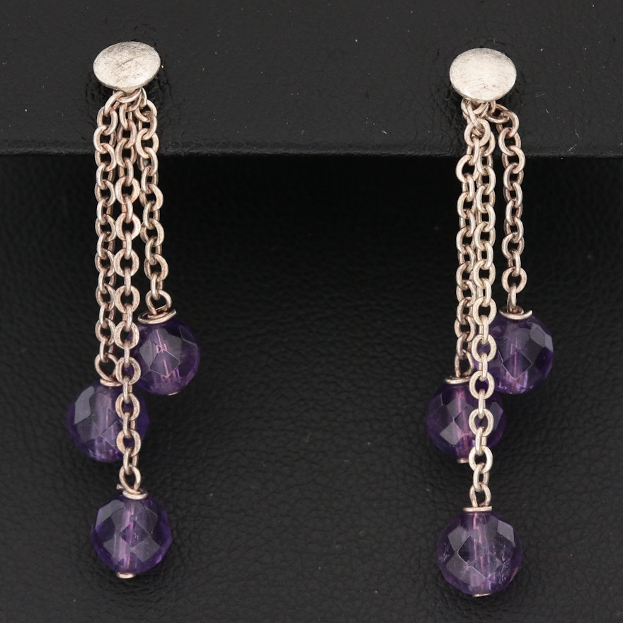 Sterling Amethyst Drop Earrings