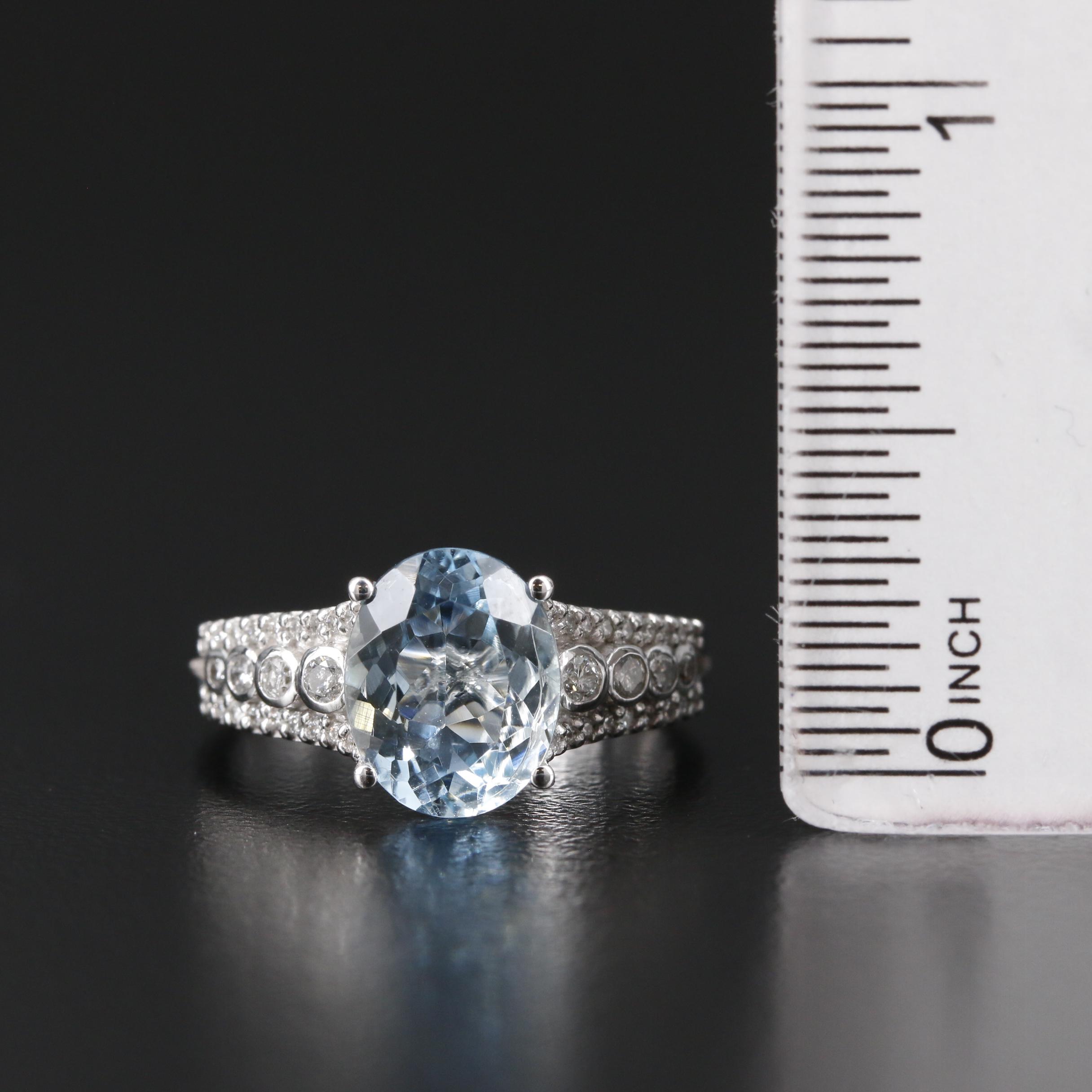 Effy 14K Gold Aquamarine and Diamond Ring