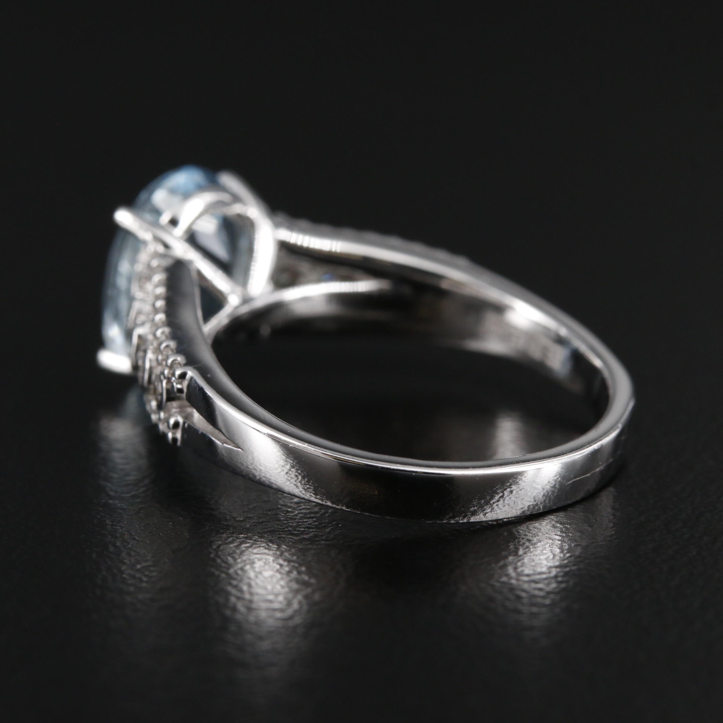 Effy 14K Gold Aquamarine and Diamond Ring