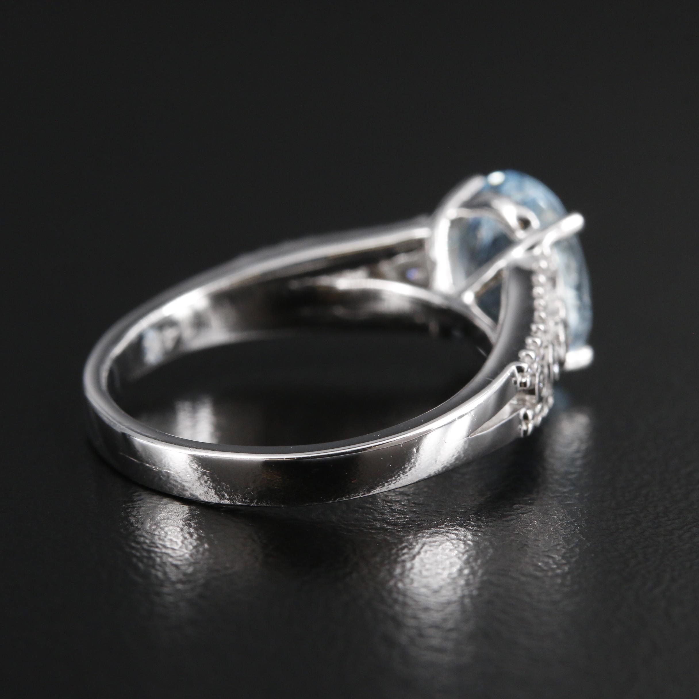 Effy 14K Gold Aquamarine and Diamond Ring