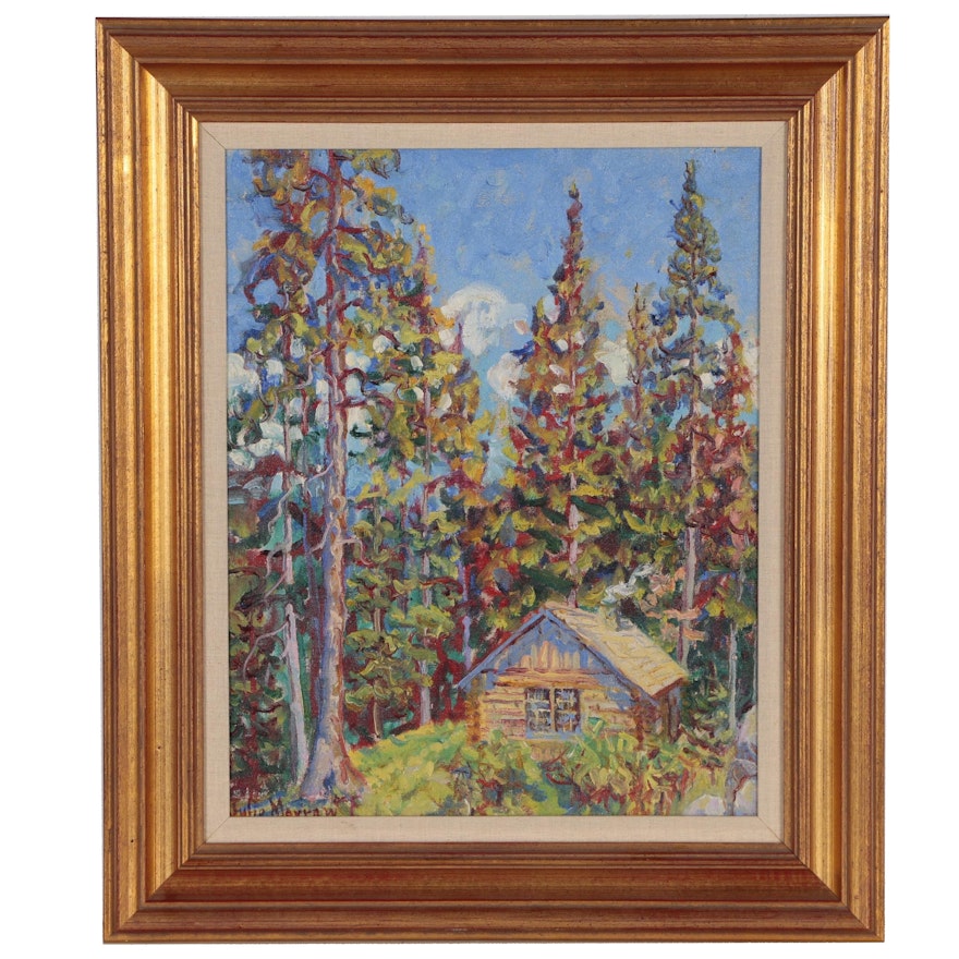 Julie Morrow DeForest Oil Painting "Mountain Cabin"