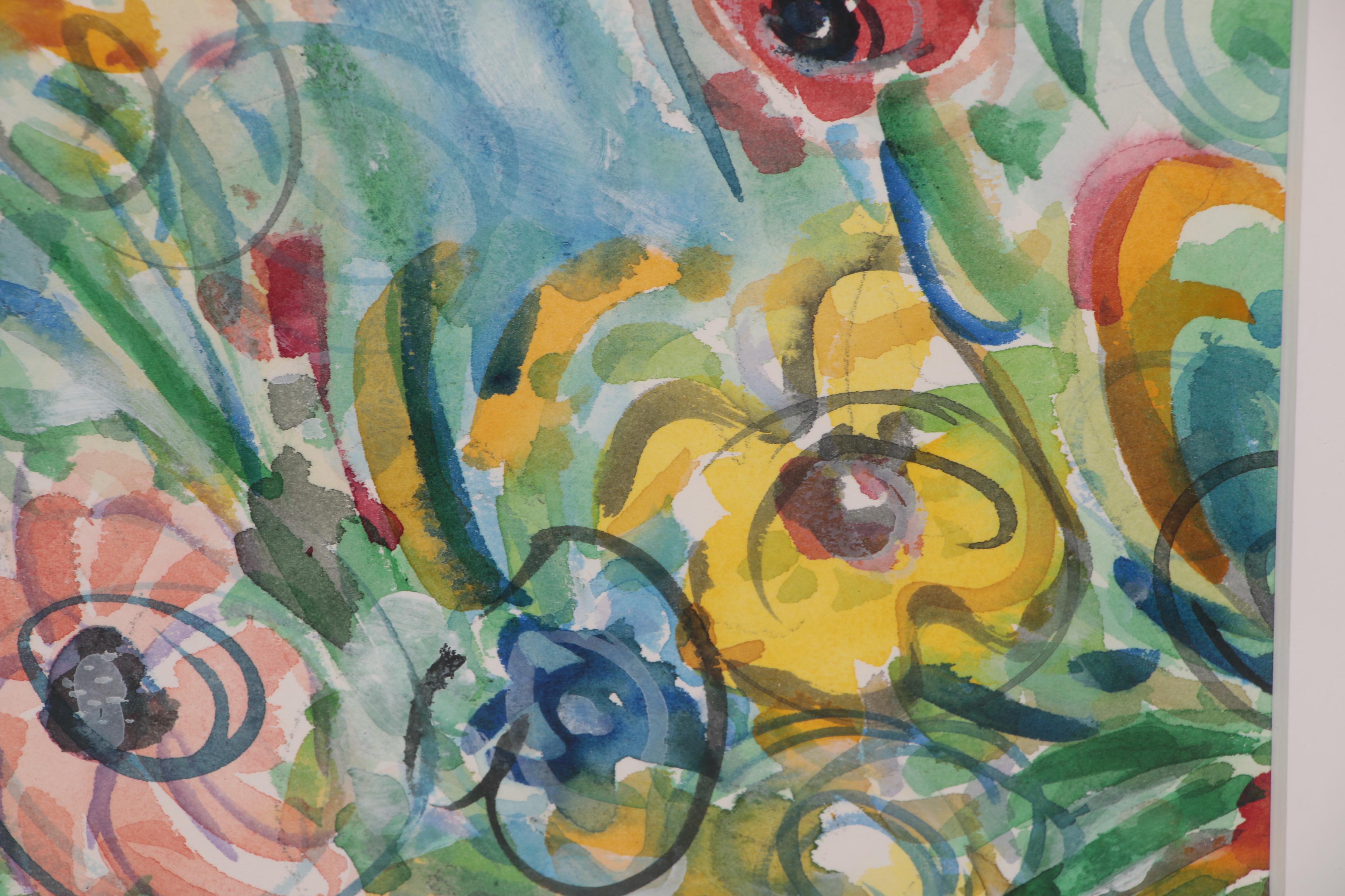 Beverly Erschell Abstract Watercolor Painting "Wildflowers"