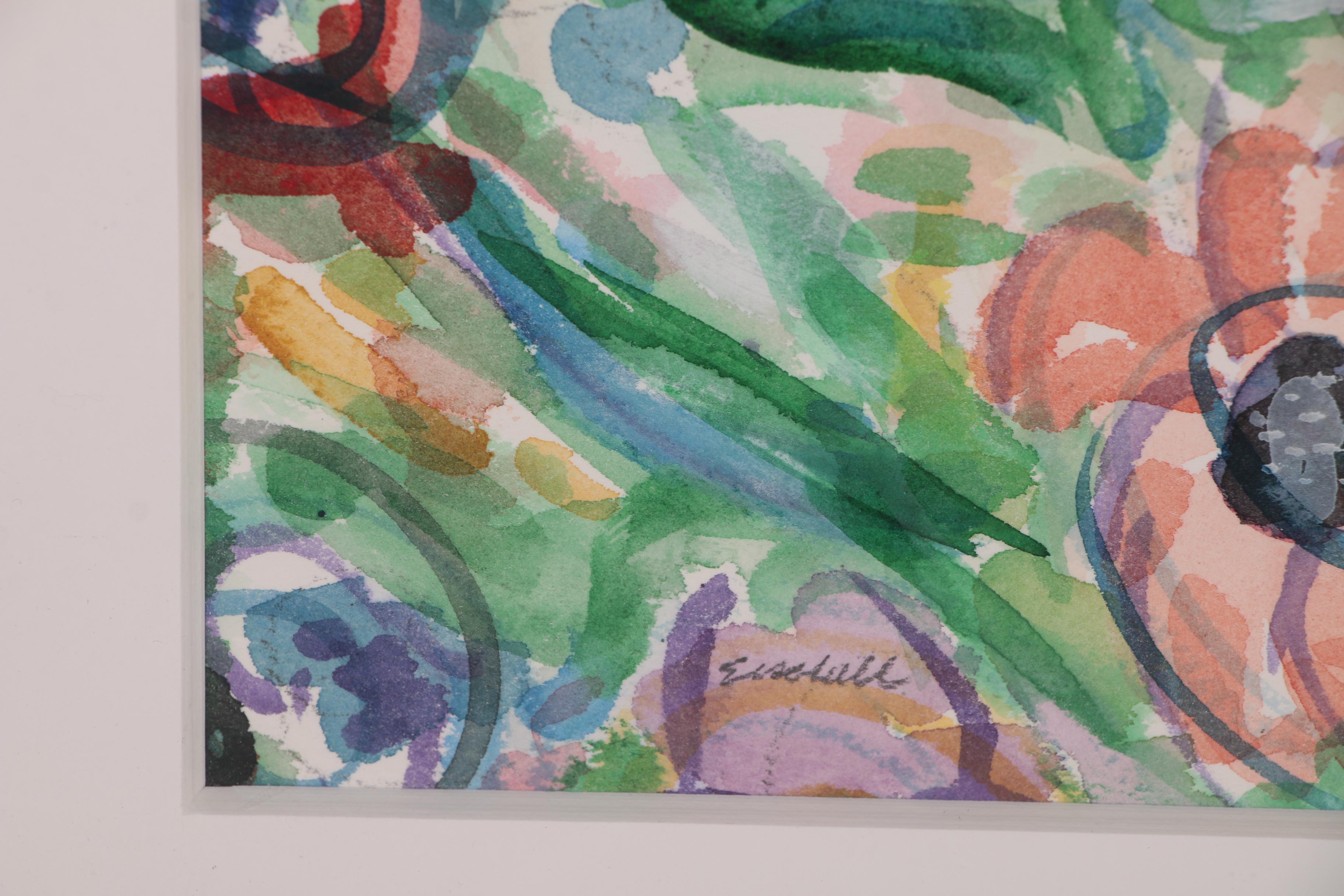 Beverly Erschell Abstract Watercolor Painting "Wildflowers"