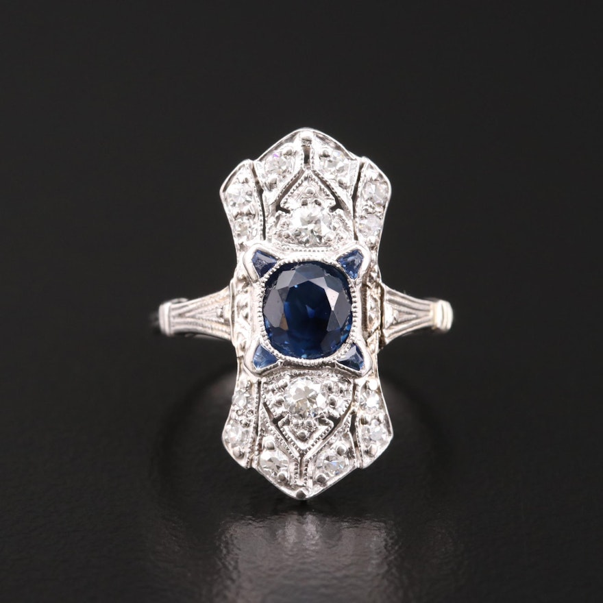 Platinum Sapphire and Diamond Ring