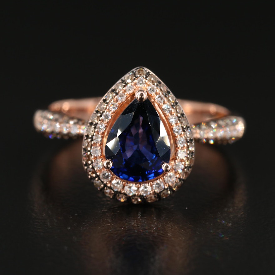 EFFY 14K Gold Sapphire and Diamond Ring