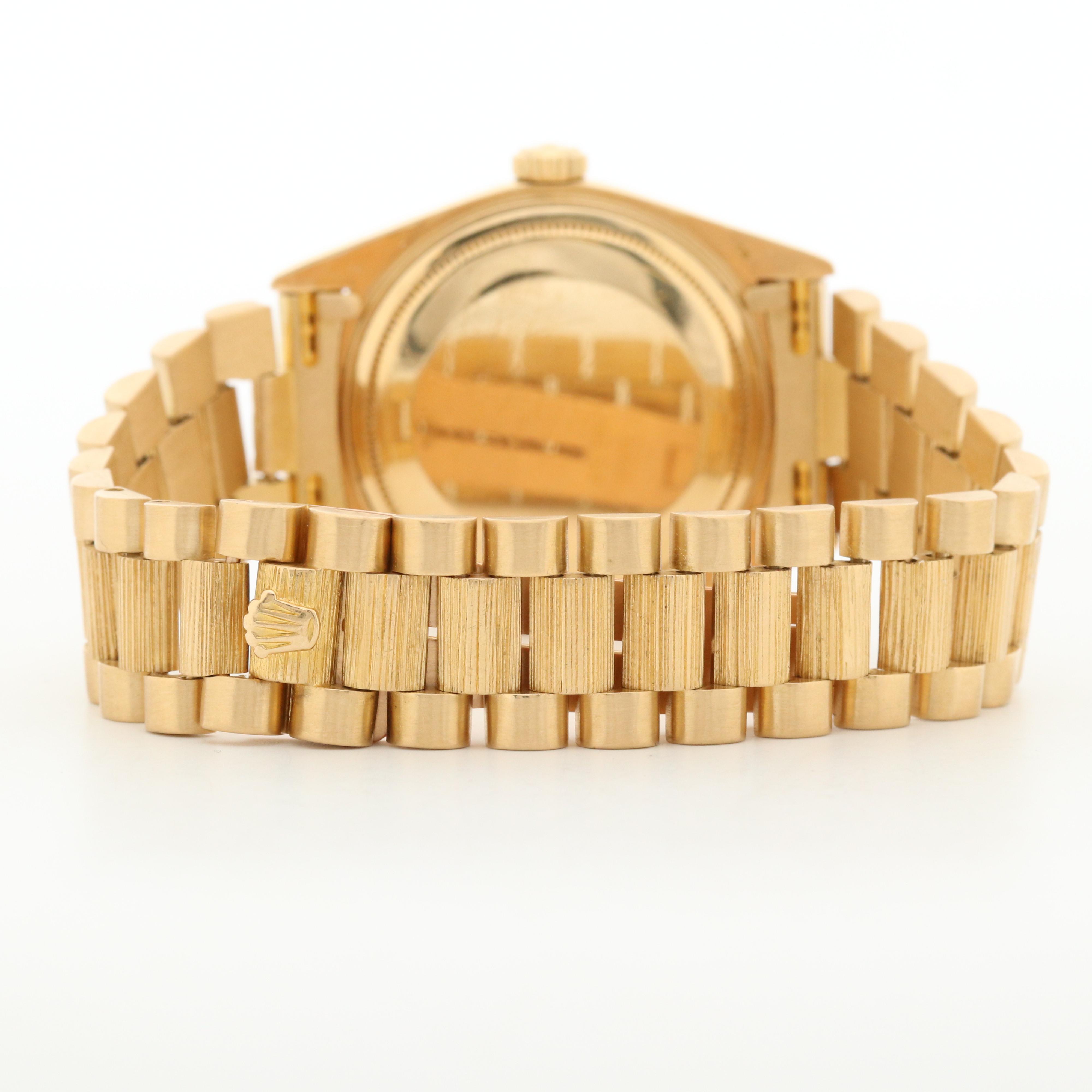 Vintage Rolex Day-Date 18K Yellow Gold Watch with 1.16 CTW Diamond Bezel