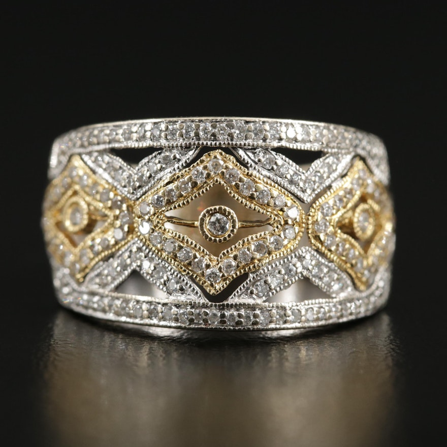 18K Gold Diamond Openwork Ring