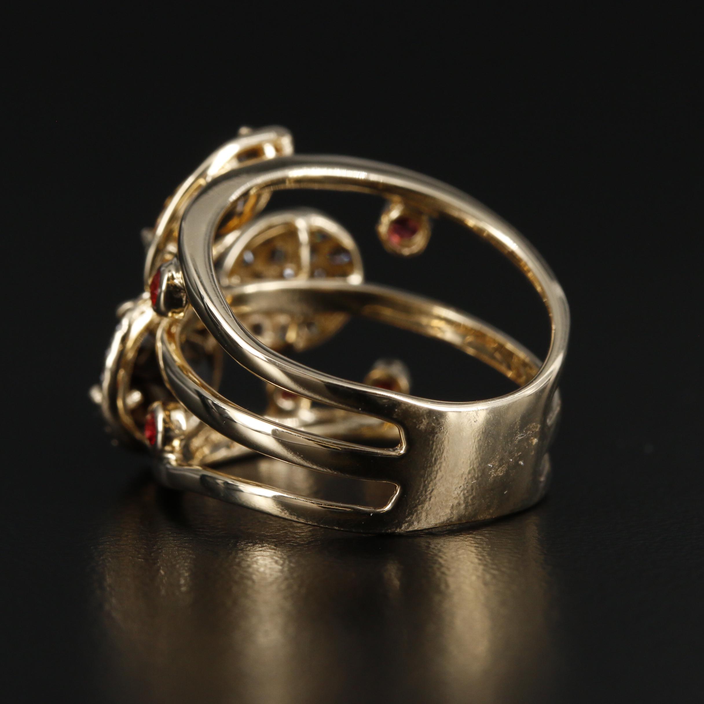 EFFY 14K Yellow Gold Diamond, Citrine and Smoky Quartz Ring