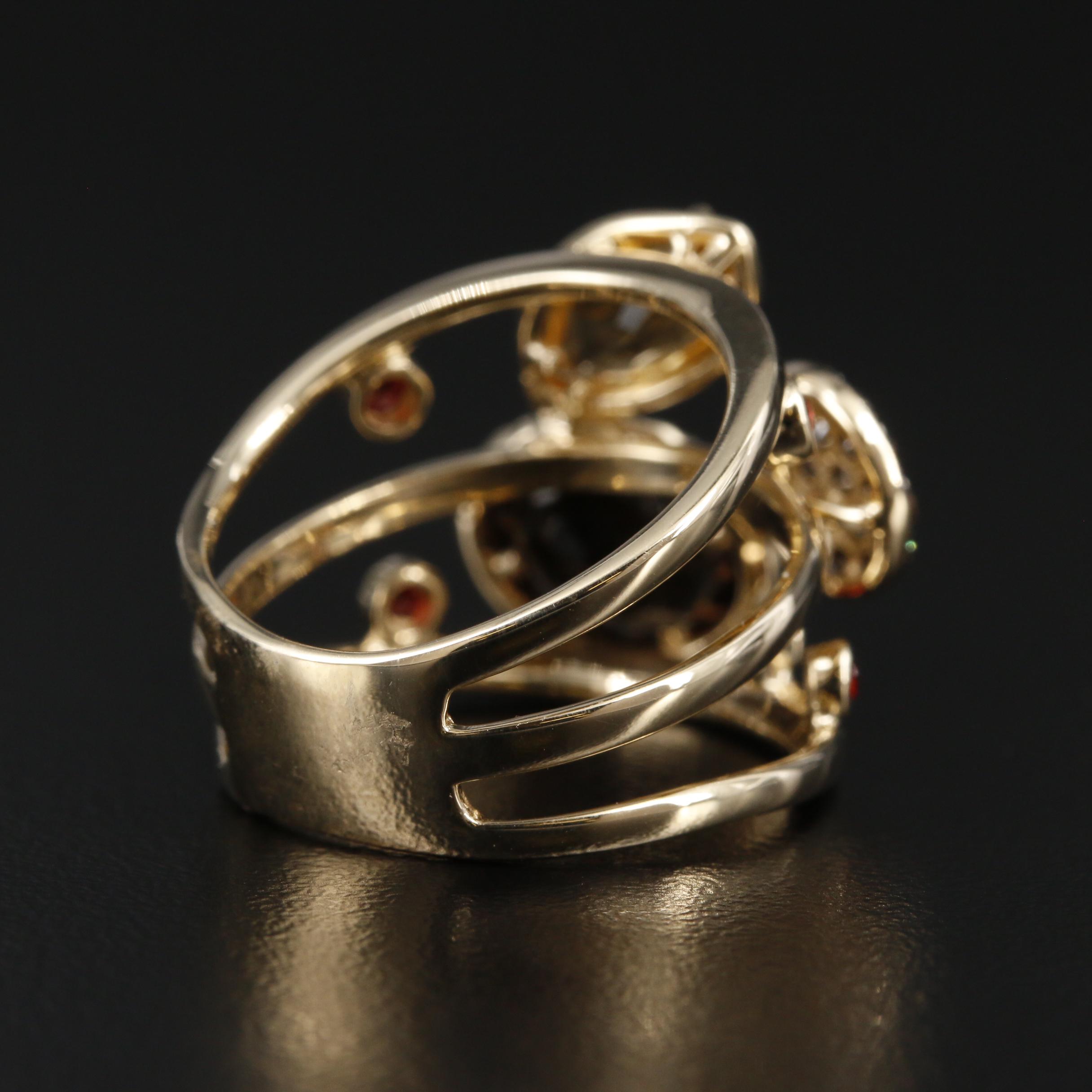 EFFY 14K Yellow Gold Diamond, Citrine and Smoky Quartz Ring