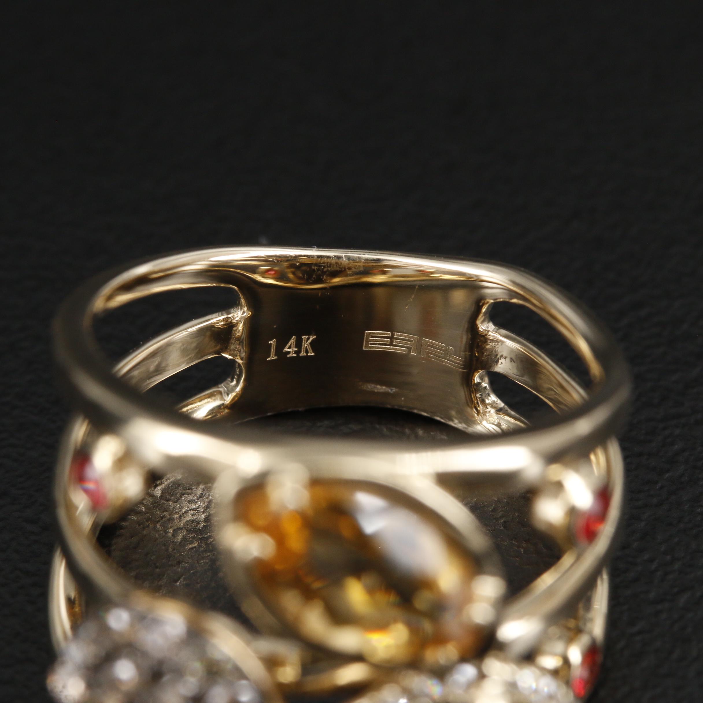 EFFY 14K Yellow Gold Diamond, Citrine and Smoky Quartz Ring