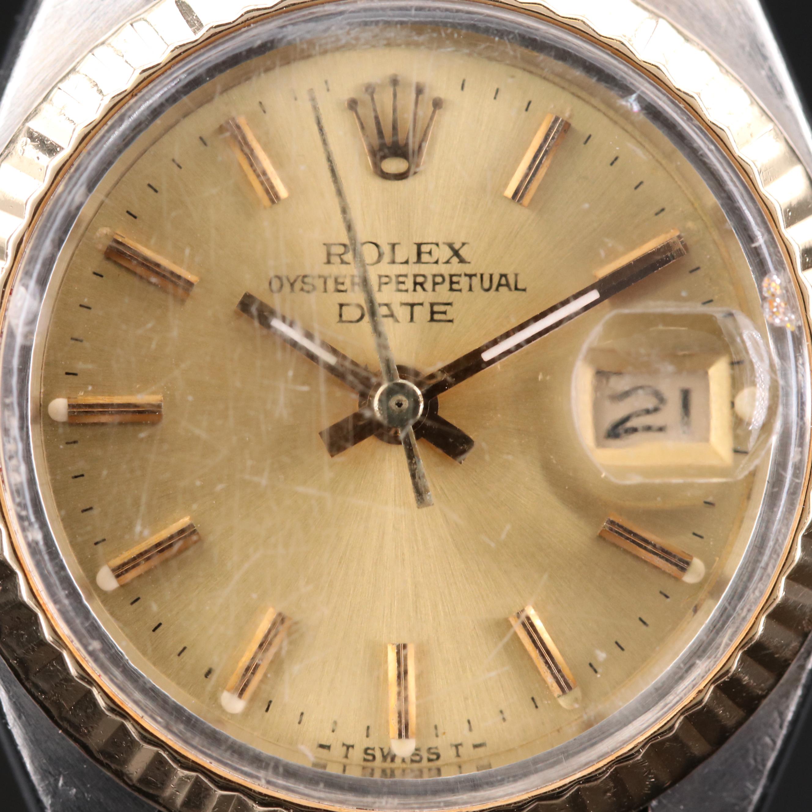 Vintage Rolex Date 18K Gold and Stainless Steel Automatic Watch