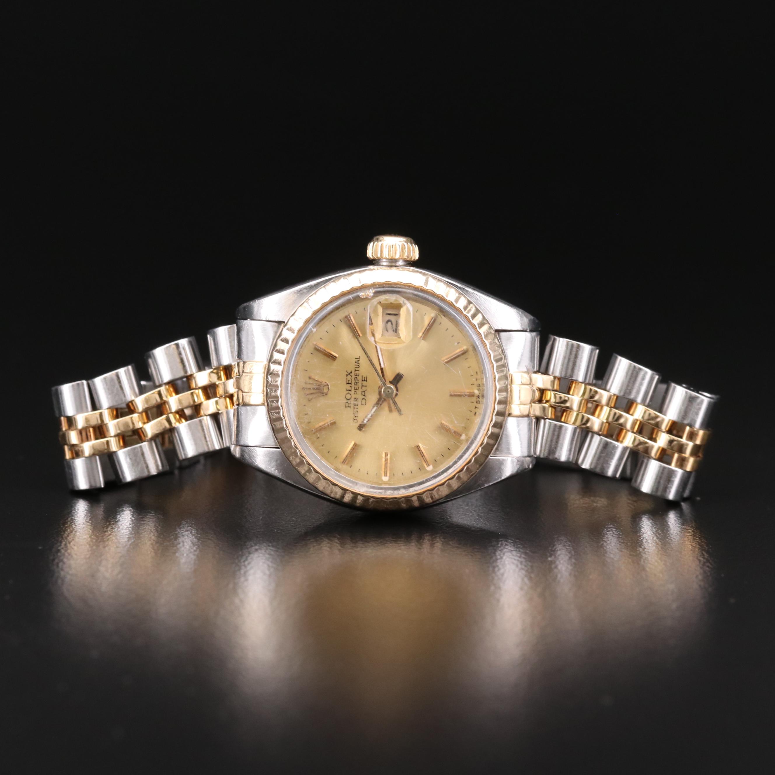Vintage Rolex Date 18K Gold and Stainless Steel Automatic Watch