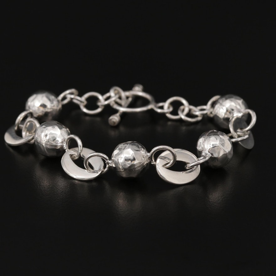 Mexican Sterling Silver Fancy Link Chain Bracelet