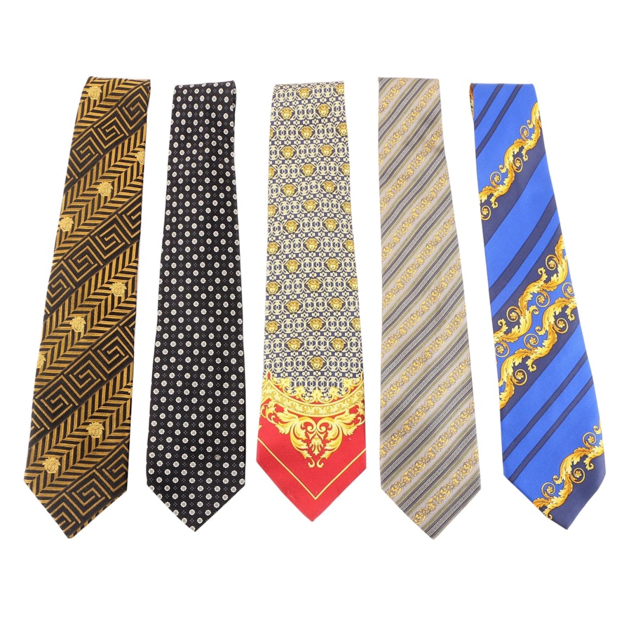 Gianni Versace Silk Neckties with Medusa Motifs and Others