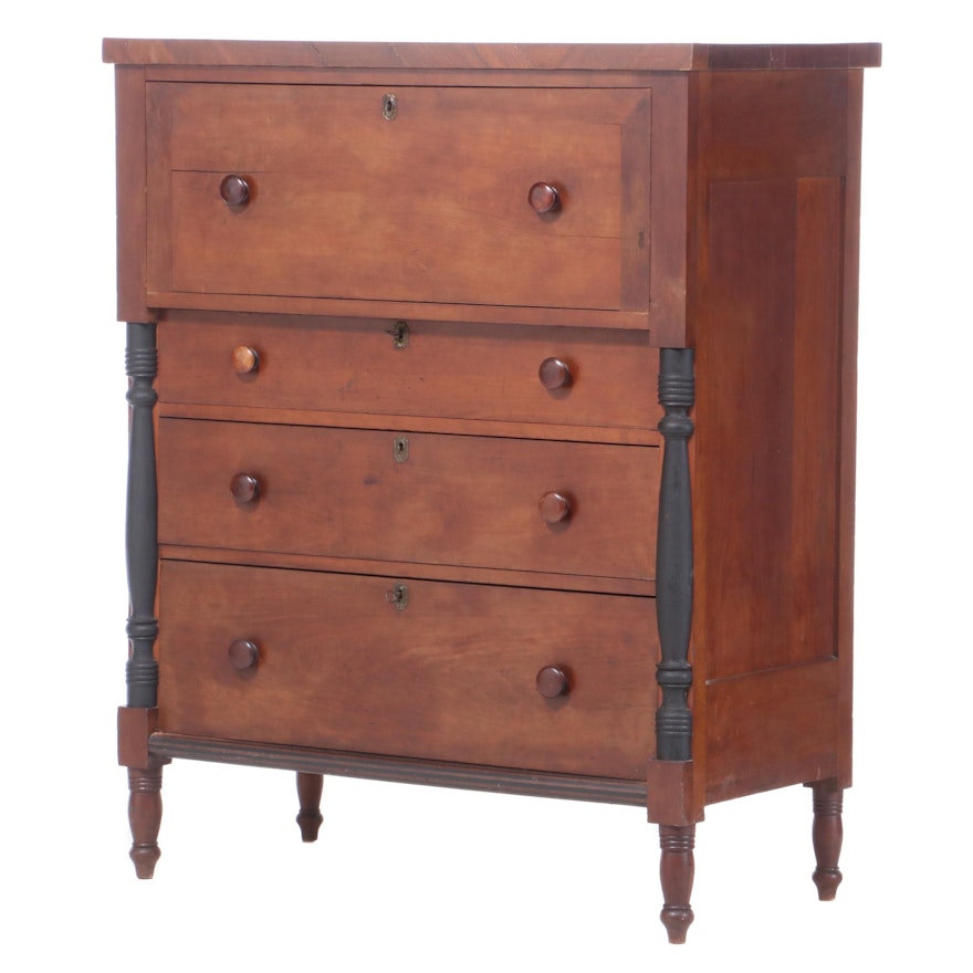 American Late Federal Cherry Butler's Chest, Early 19th Century