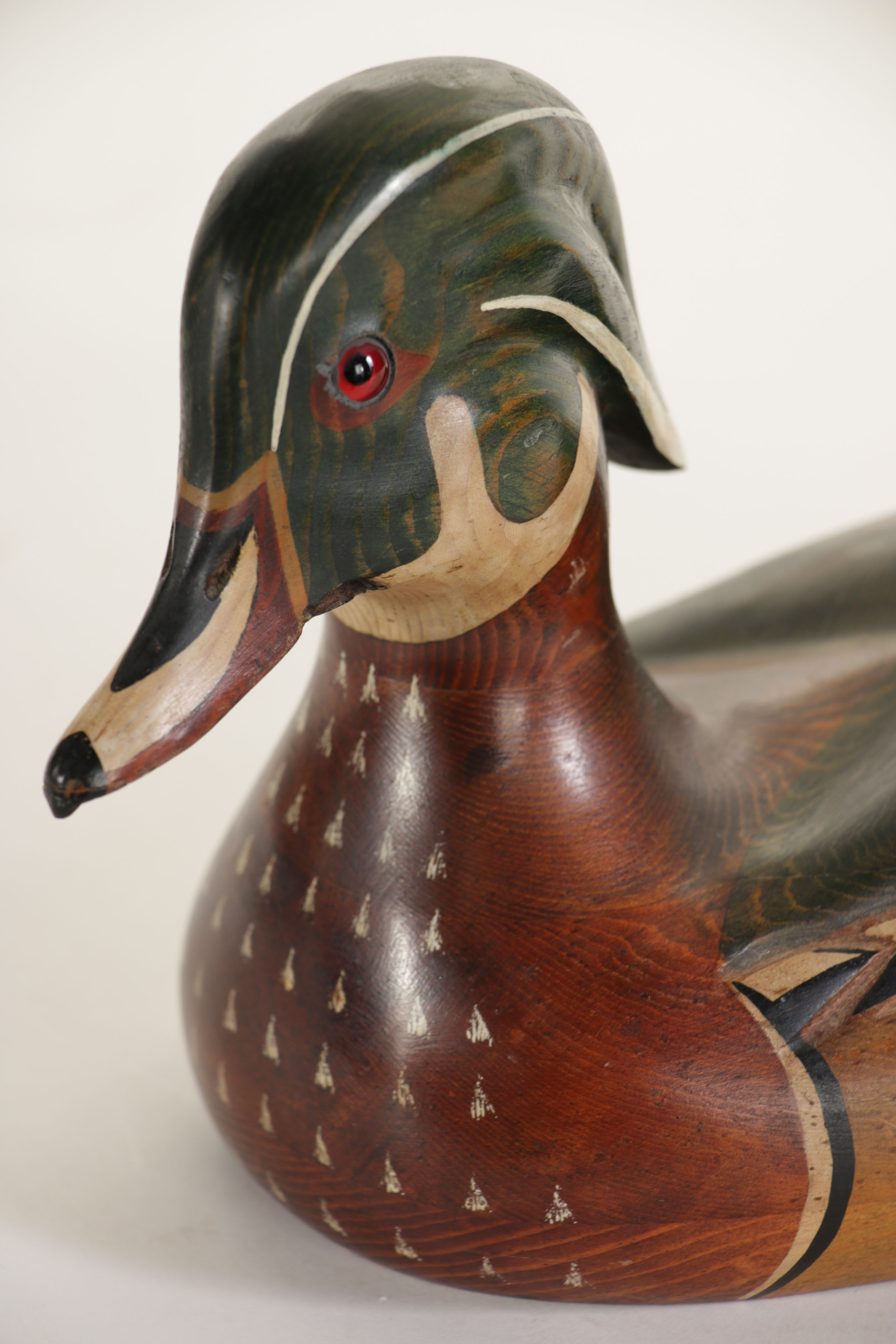 Ducks Unlimited Carved Wooden Duck Decoy by Tom Taber, 1980s