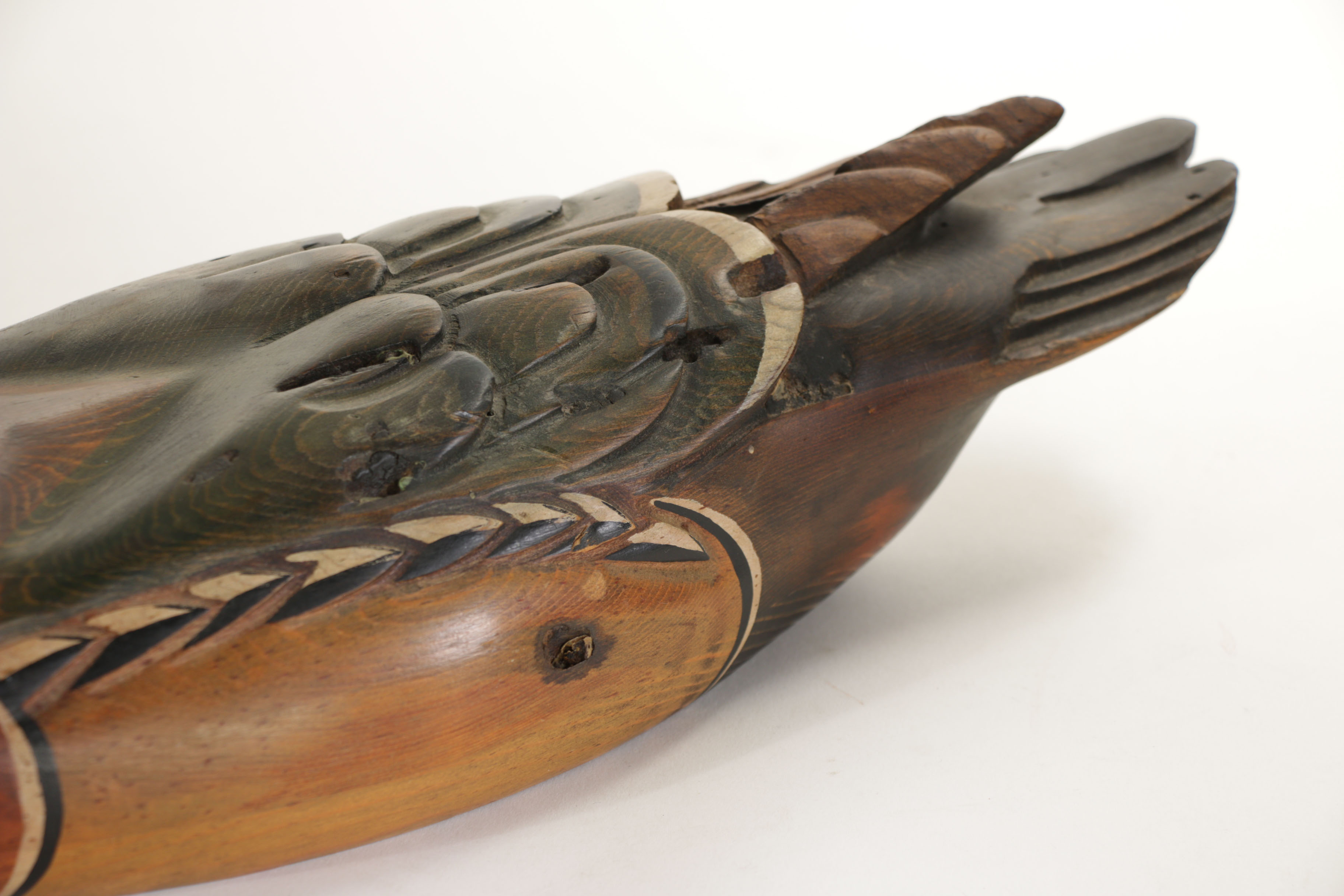 Ducks Unlimited Carved Wooden Duck Decoy by Tom Taber, 1980s