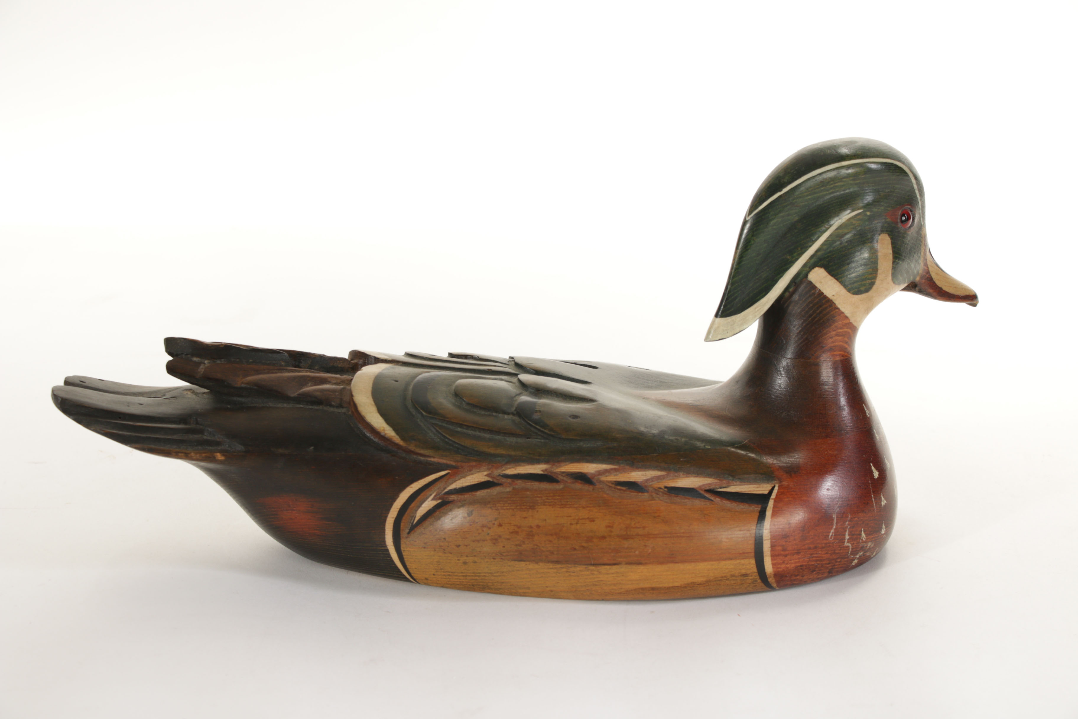Ducks Unlimited Carved Wooden Duck Decoy by Tom Taber, 1980s