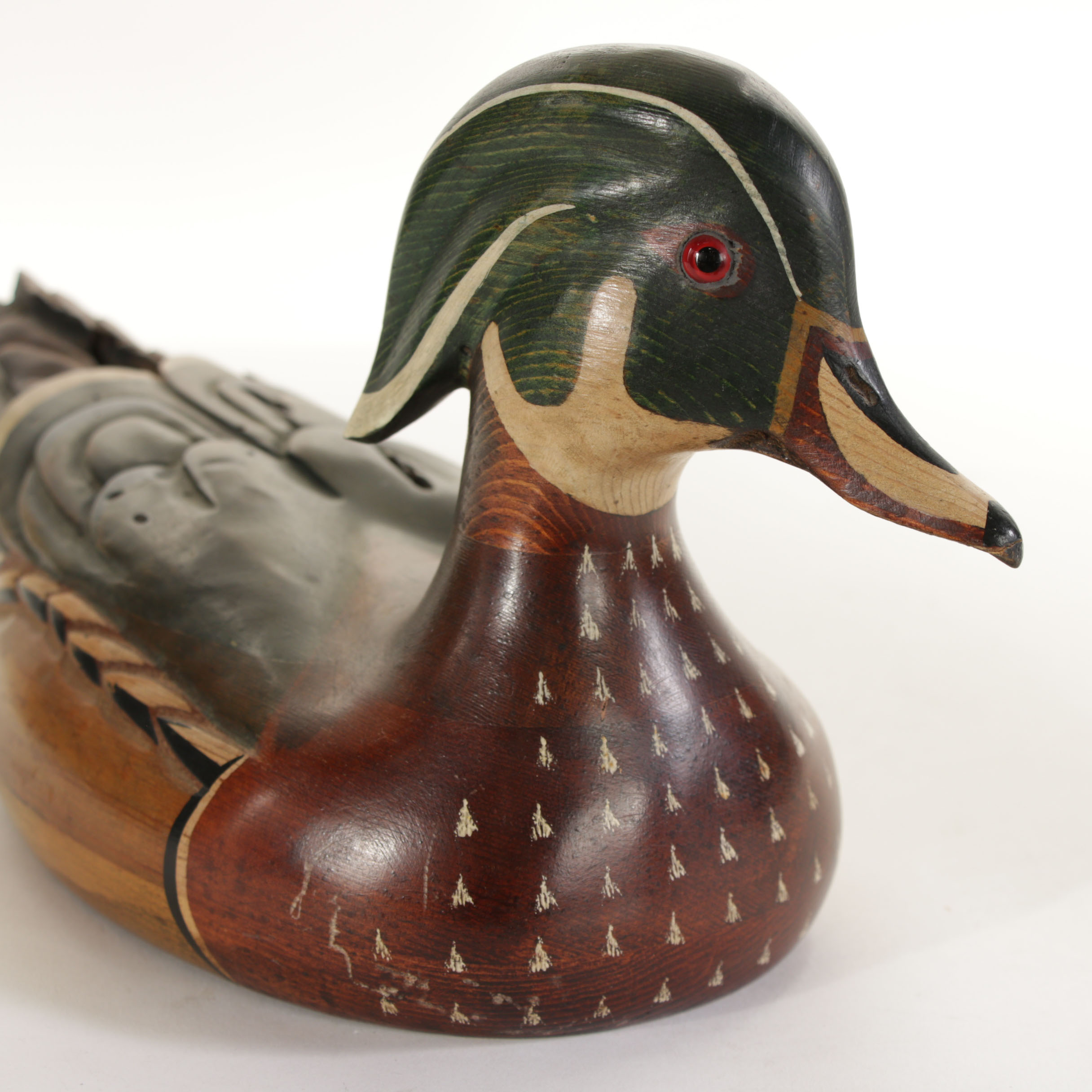 Ducks Unlimited Carved Wooden Duck Decoy by Tom Taber, 1980s