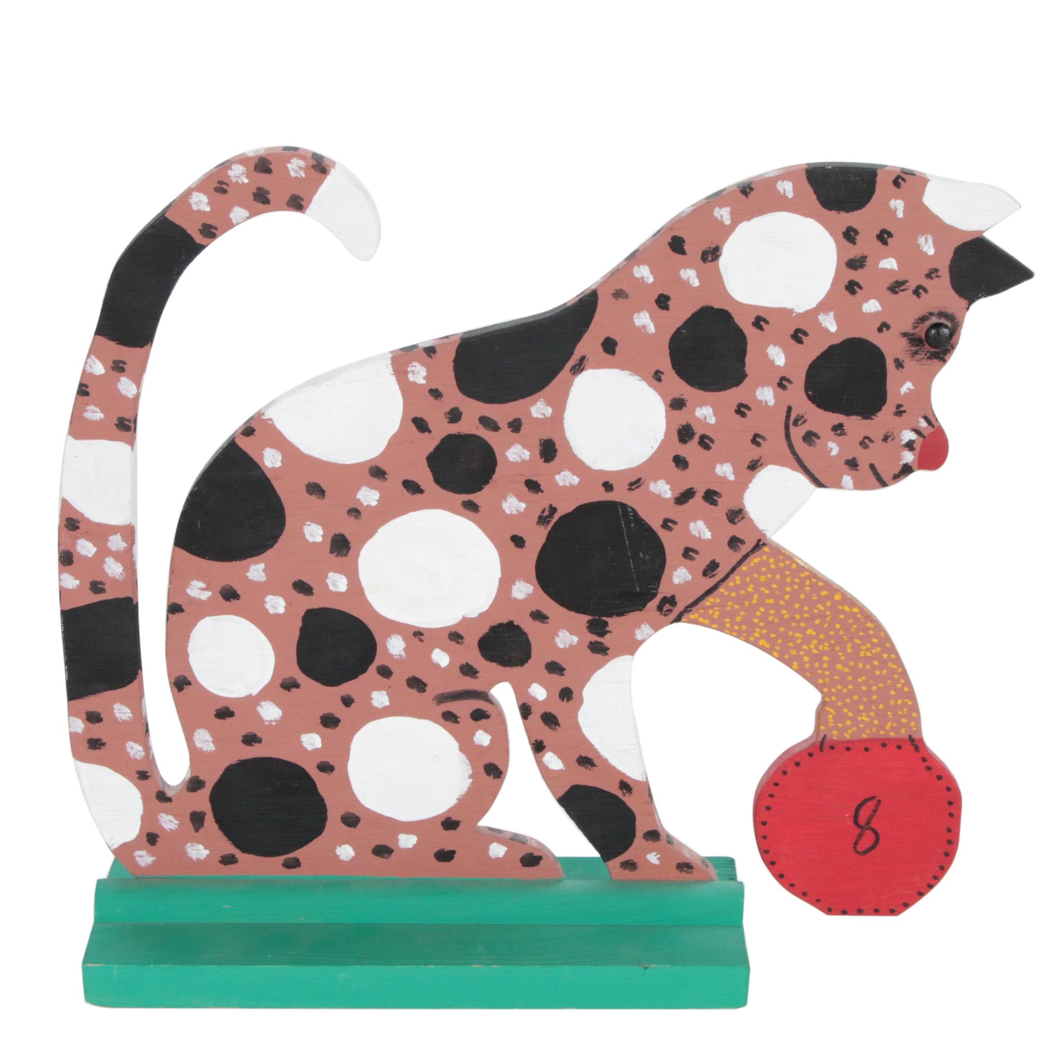 Marvin Finn Folk Art Wood Cut-Out Sculpture "Cat"