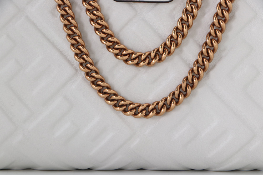 Fendi White Zucca Embossed Leather Upside Down Convertible Bag