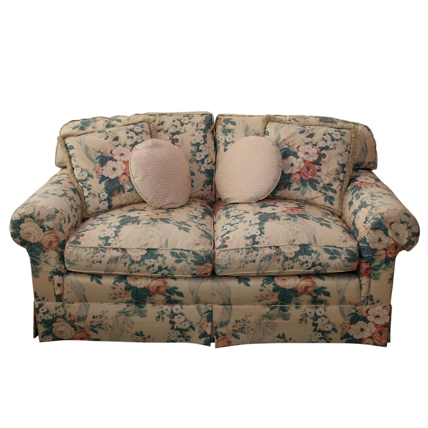 Schoonbeck Henredon Floral Upholstered Loveseat with Down Cushions