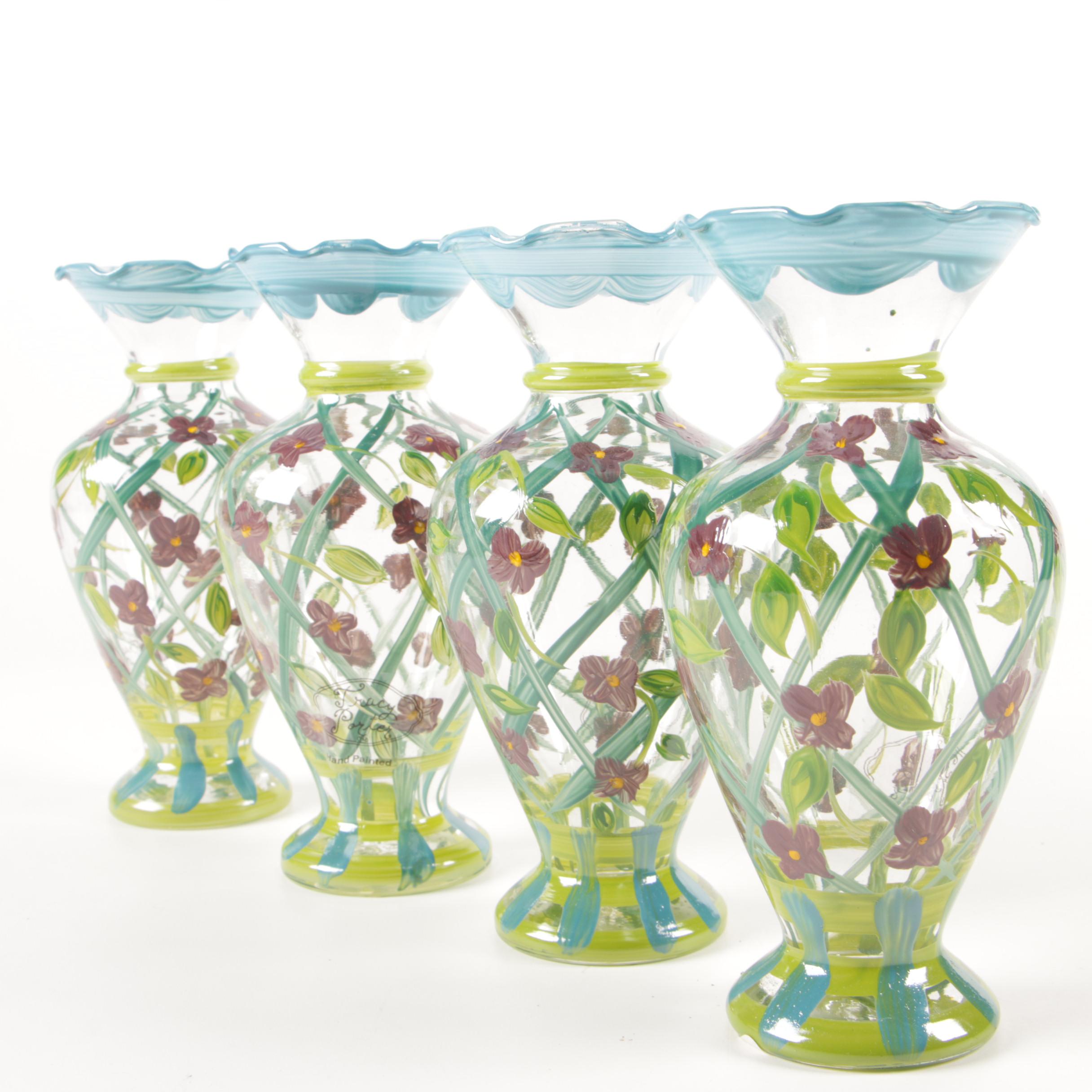 Tracy Porter Hand-Painted Glass Vases