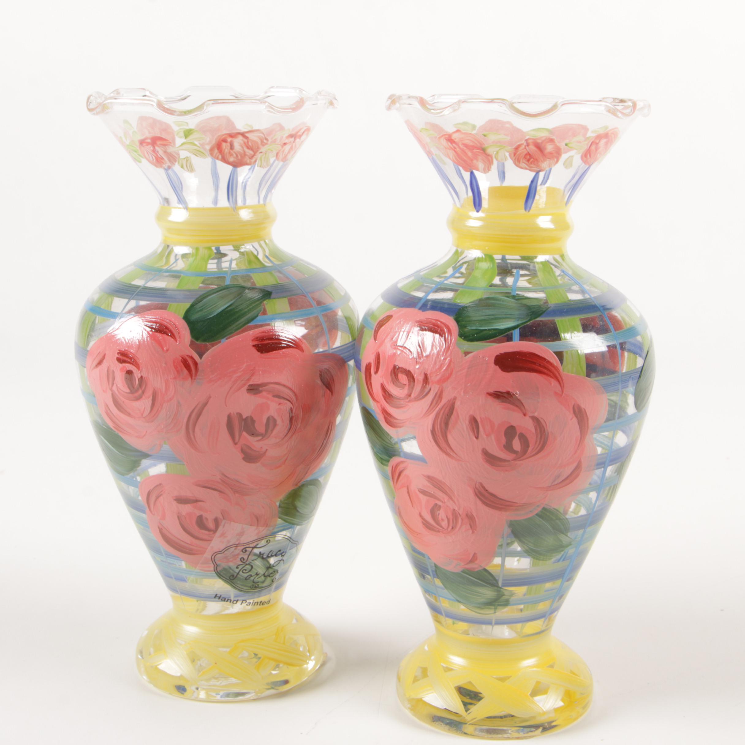Tracy Porter Hand-Painted Glass Vases