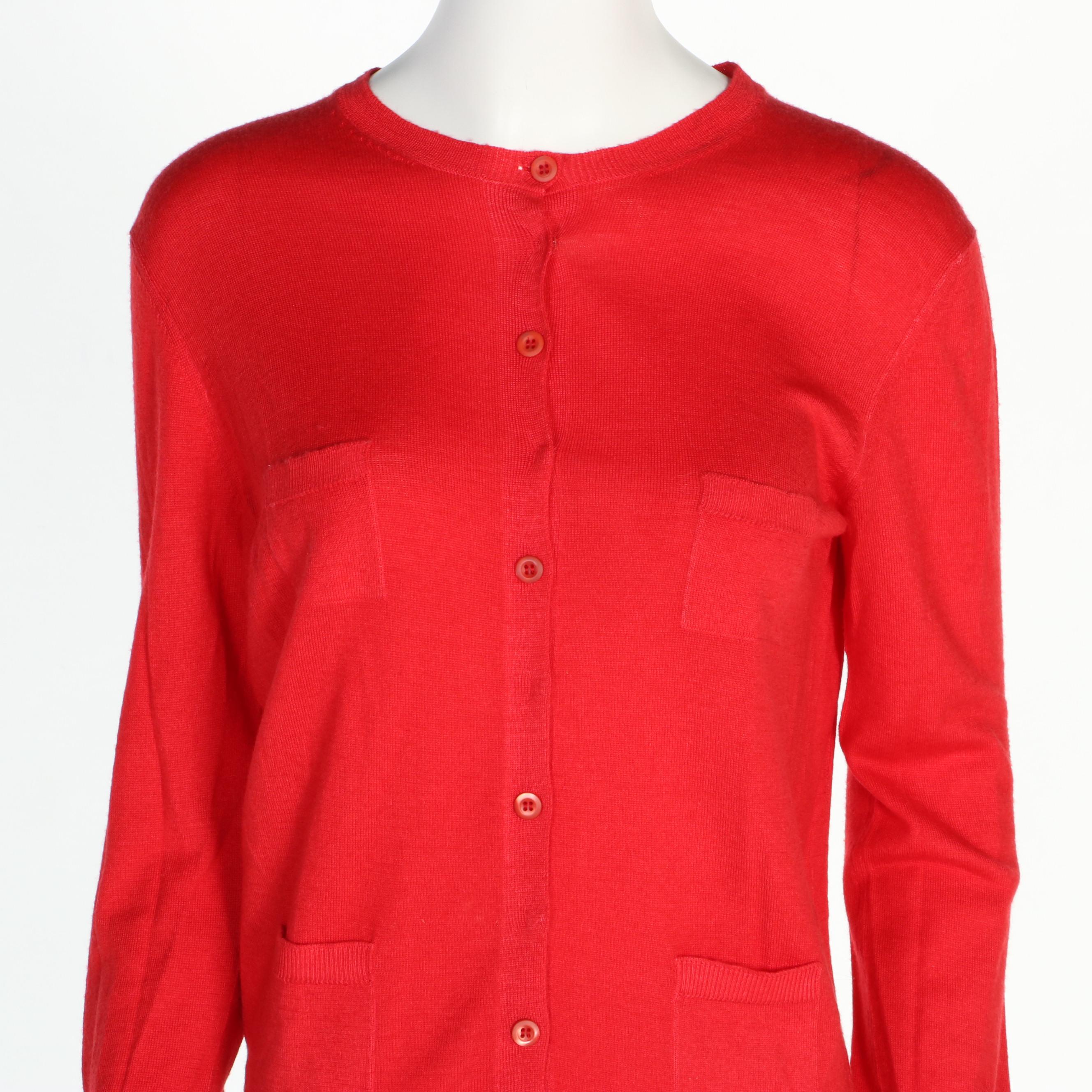 Prada Red Knit Four-Pocket Cardigan