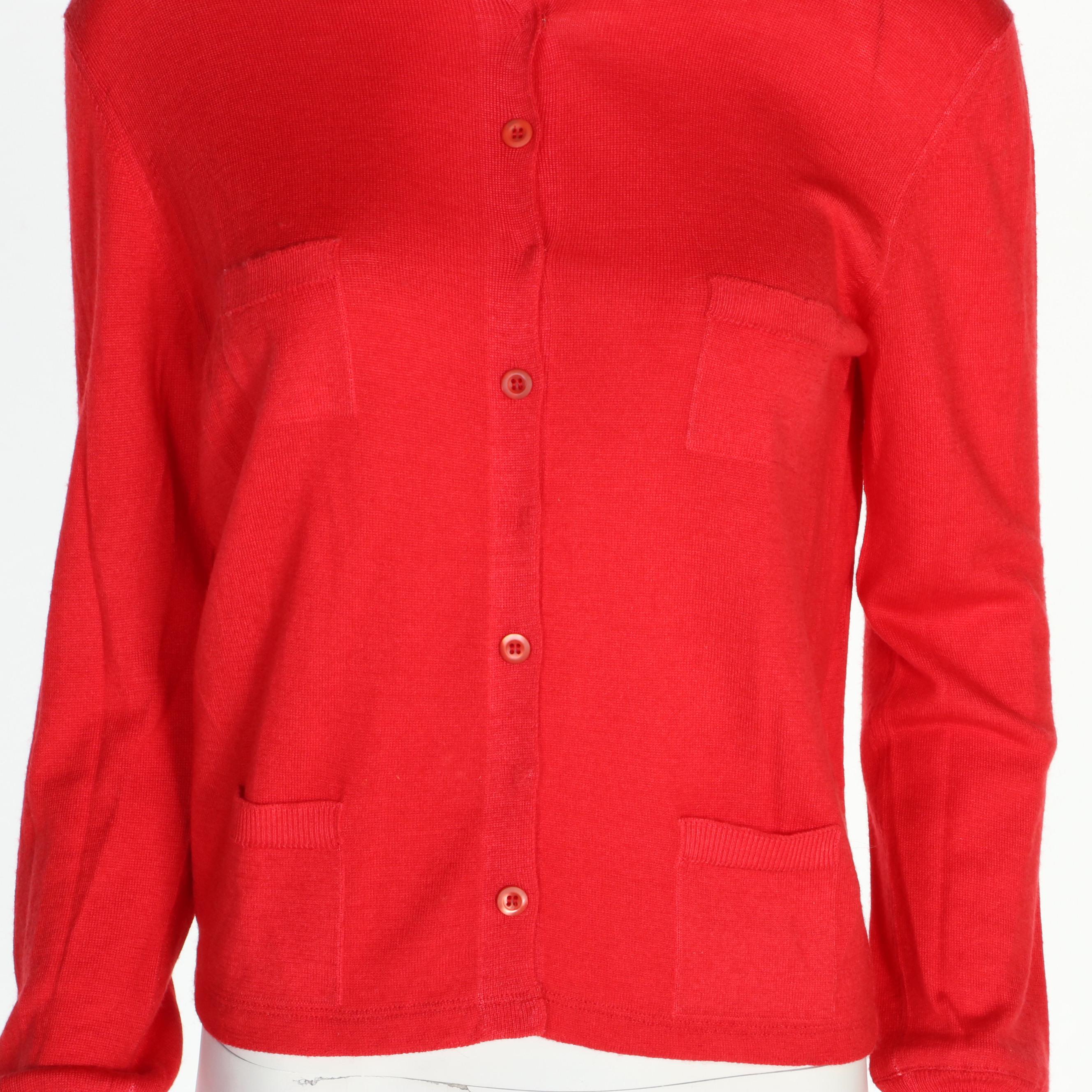 Prada Red Knit Four-Pocket Cardigan