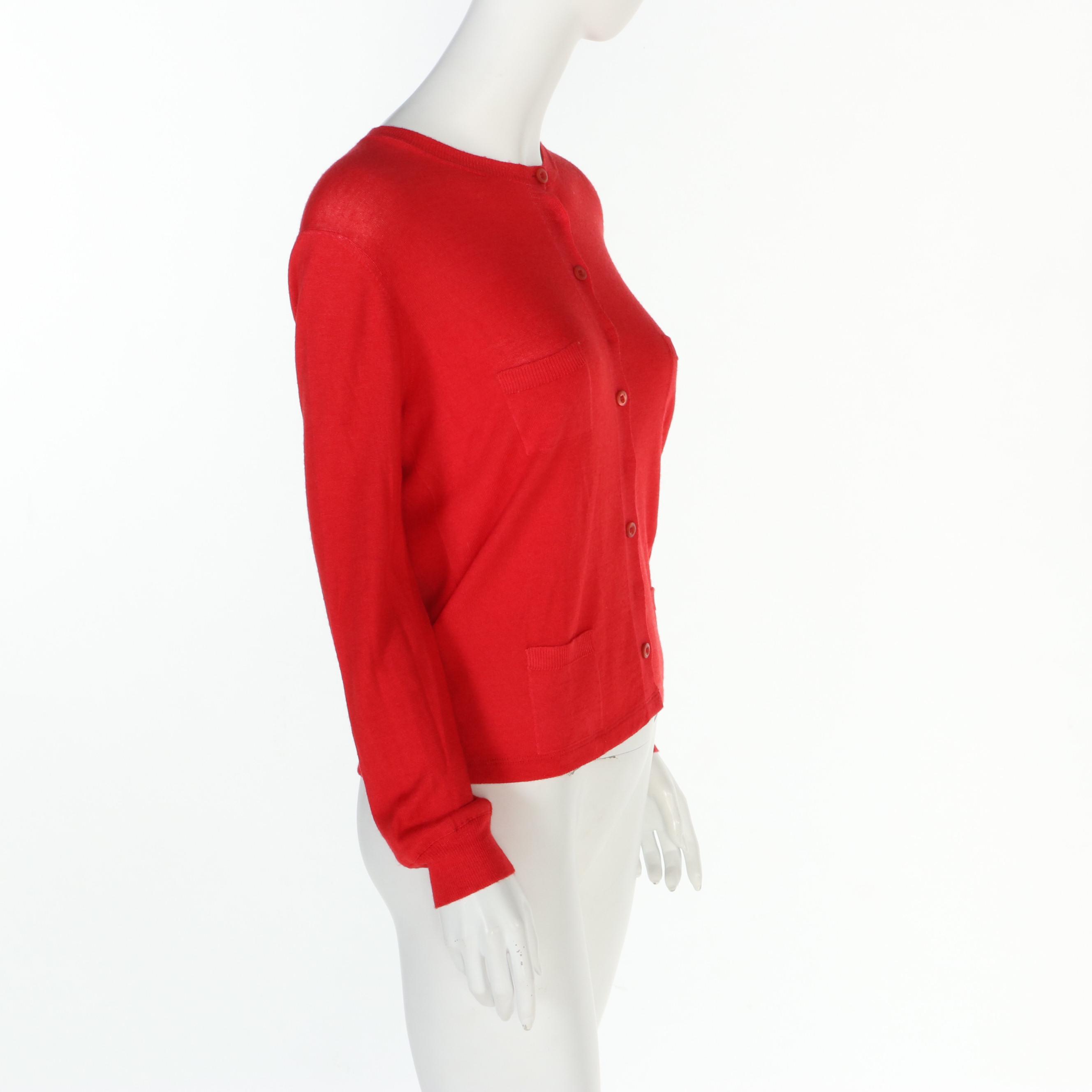 Prada Red Knit Four-Pocket Cardigan