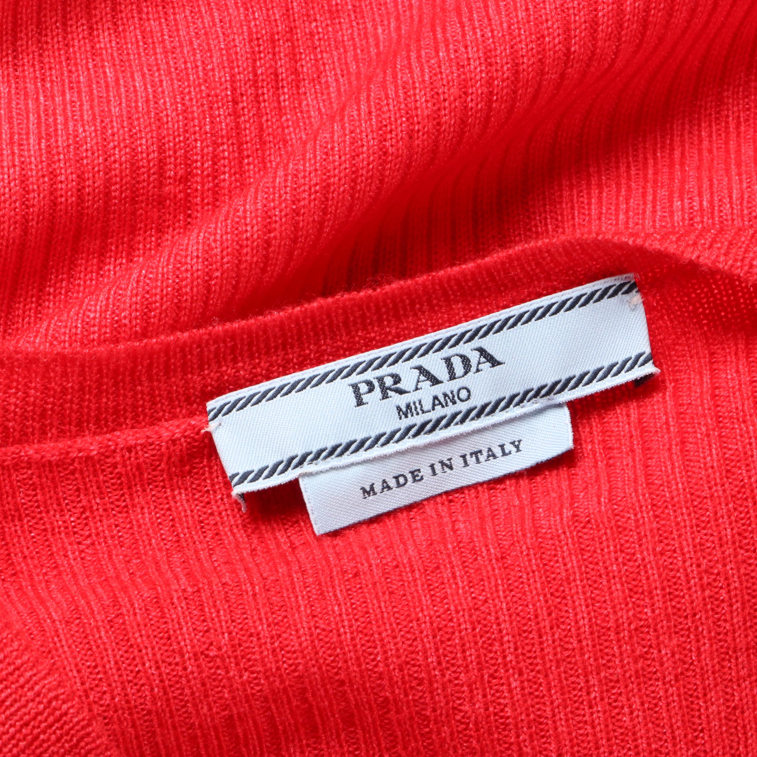 Prada Red Knit Four-Pocket Cardigan