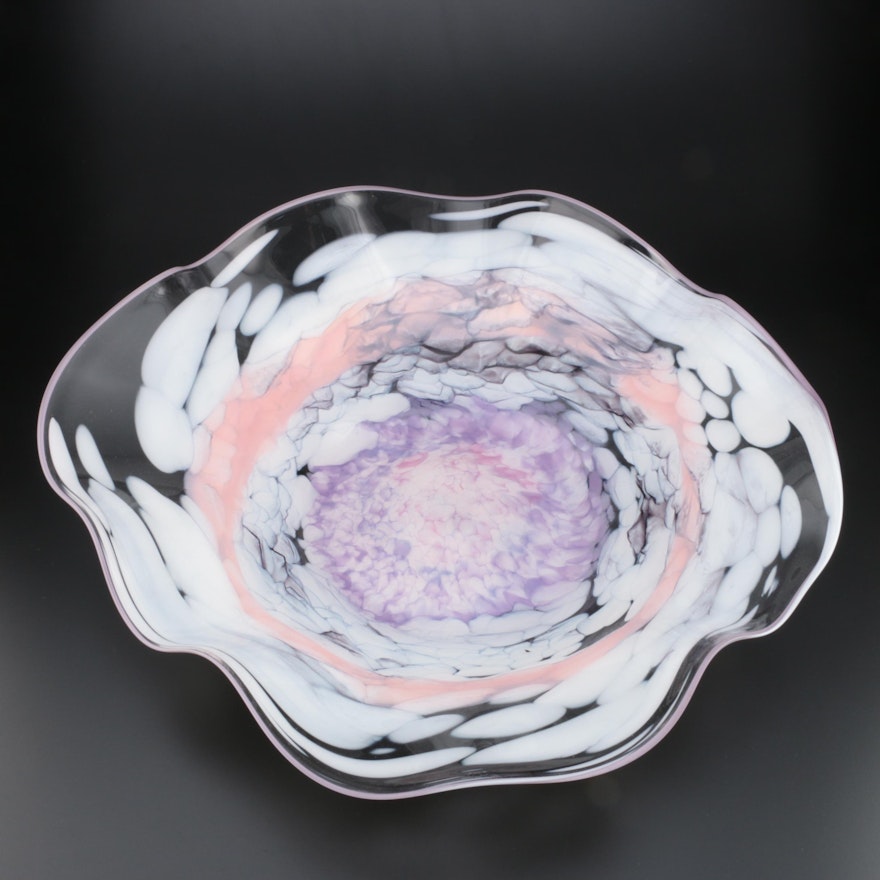 Cliff Goodman Large Art Glass Centerpiece Bowl, Late 20th Century