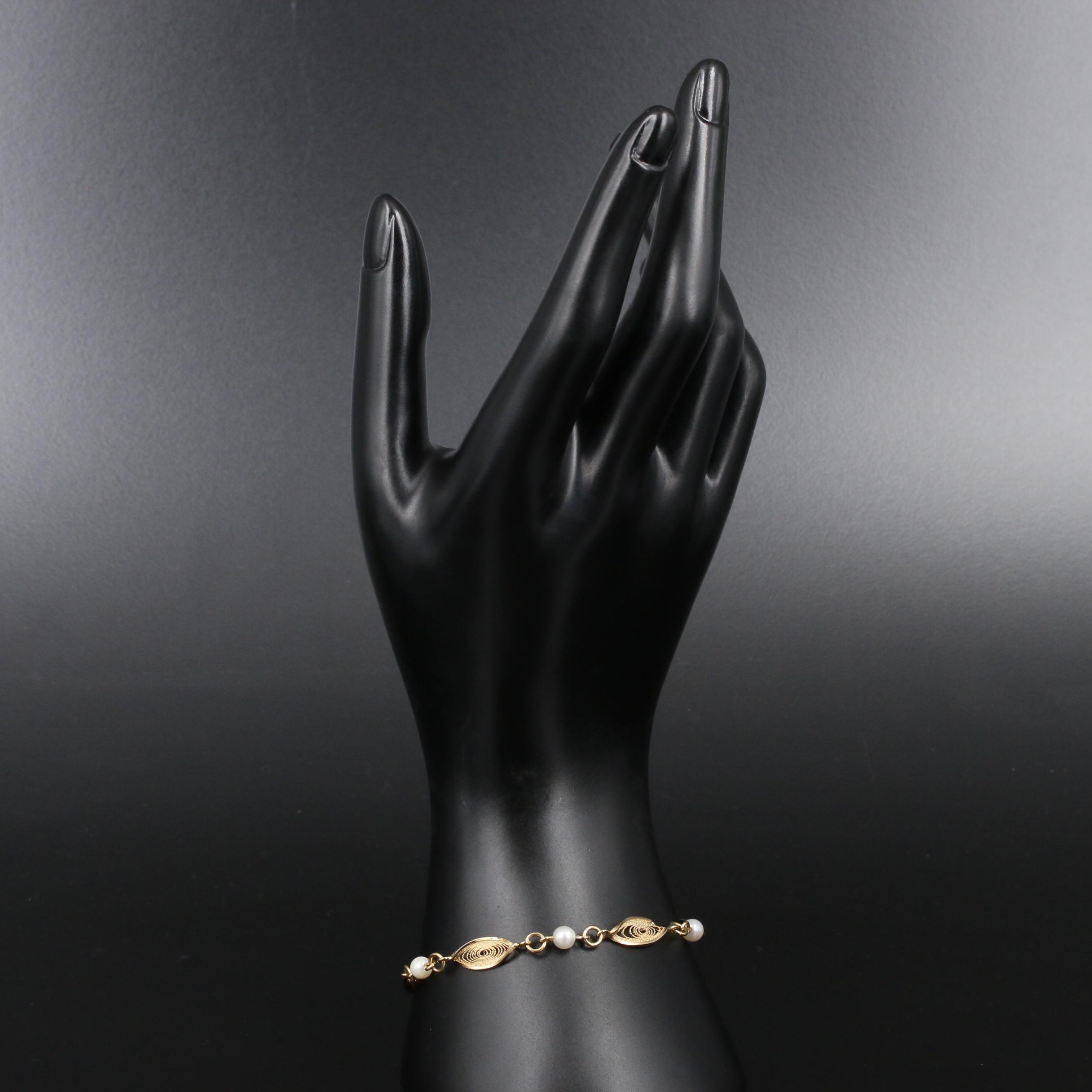 Circa 1950's Winard Gold Filled Pearl Bracelet