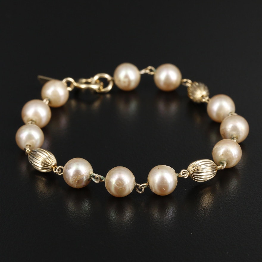 Imitation Pearl Bracelet with a Gold Filled Clasp