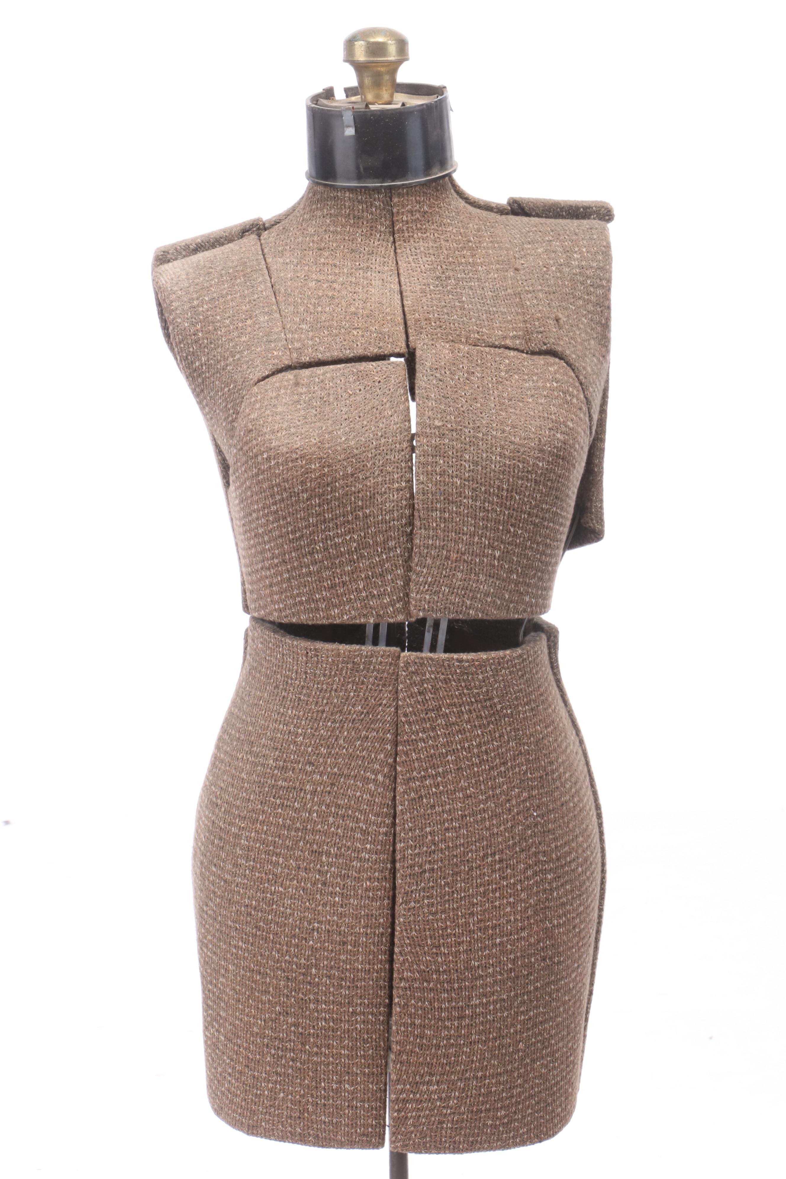 Female Dress Form with Metal Base, Vintage