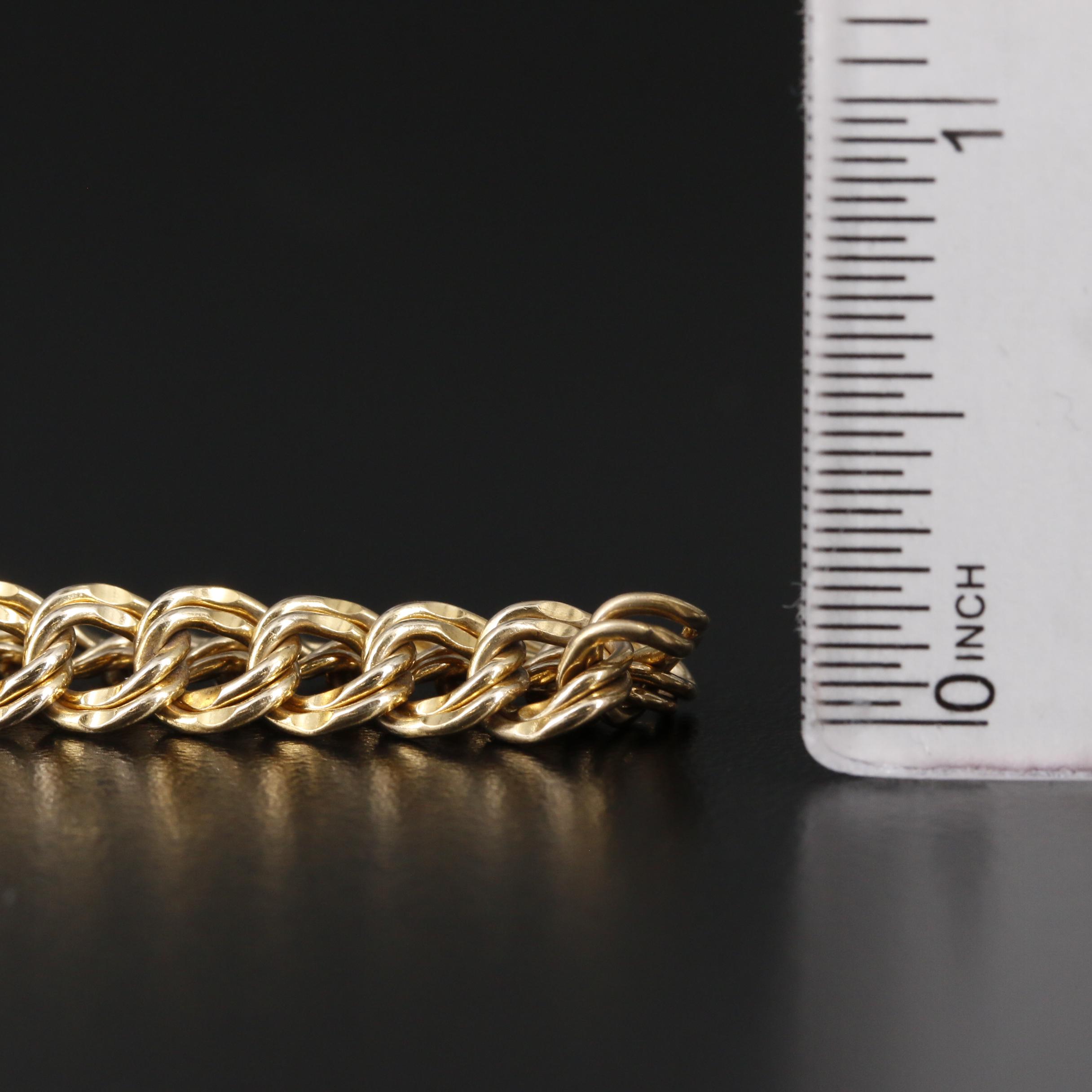 Vintage Elco Gold Filled Double Curb Link Charm Bracelet