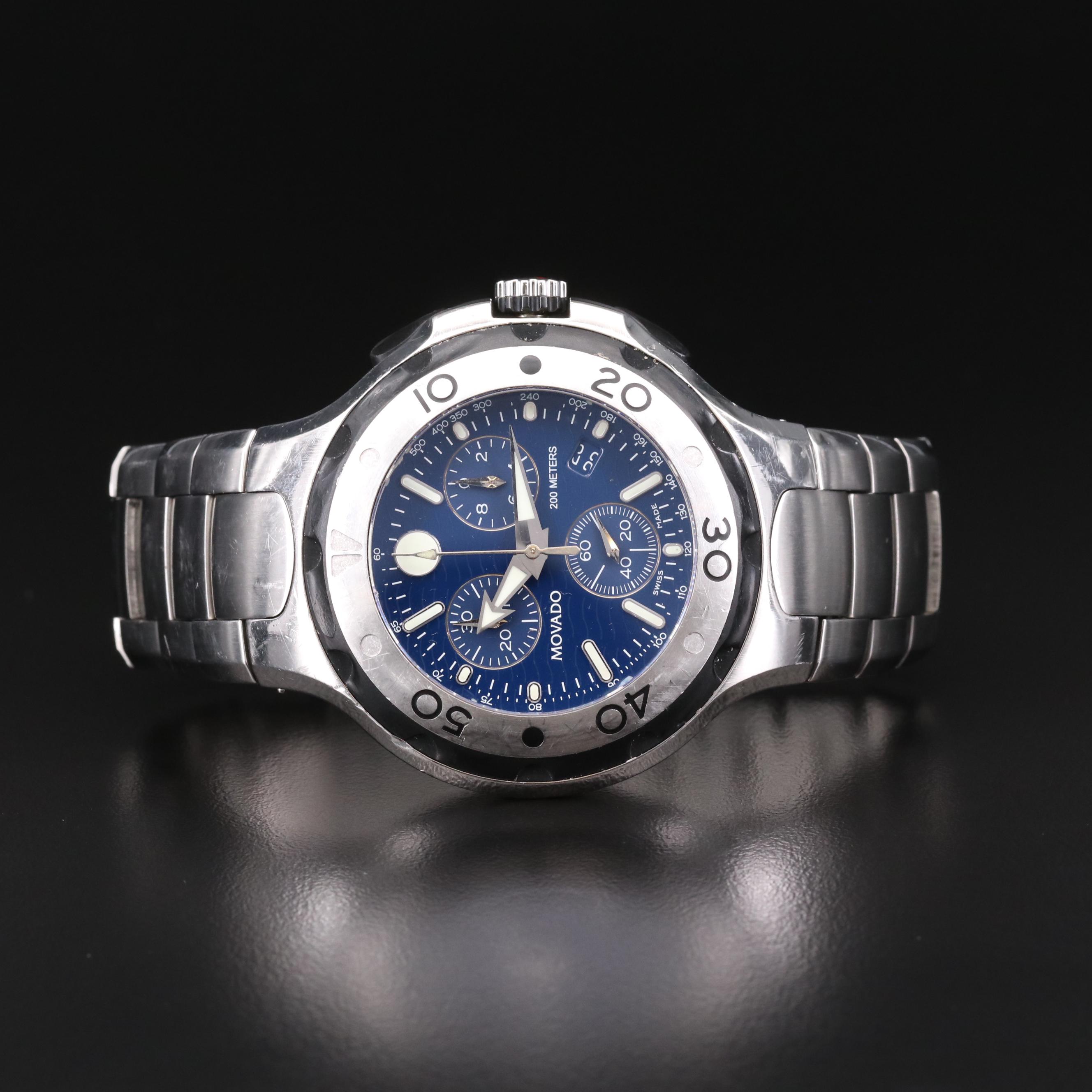 Movado 800 Series Stainless Steel Quartz Chronograph Watch