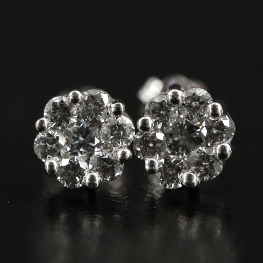 14K White Gold Diamond Studs