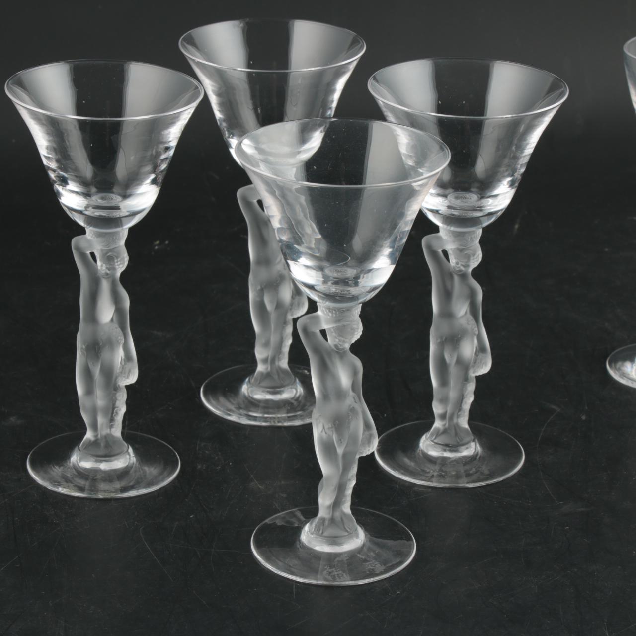 Bayel Lalique Style Bacchus Nude Stemware