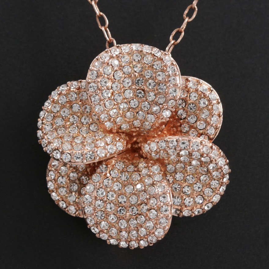 Rhinestone Flower Pendant Necklace