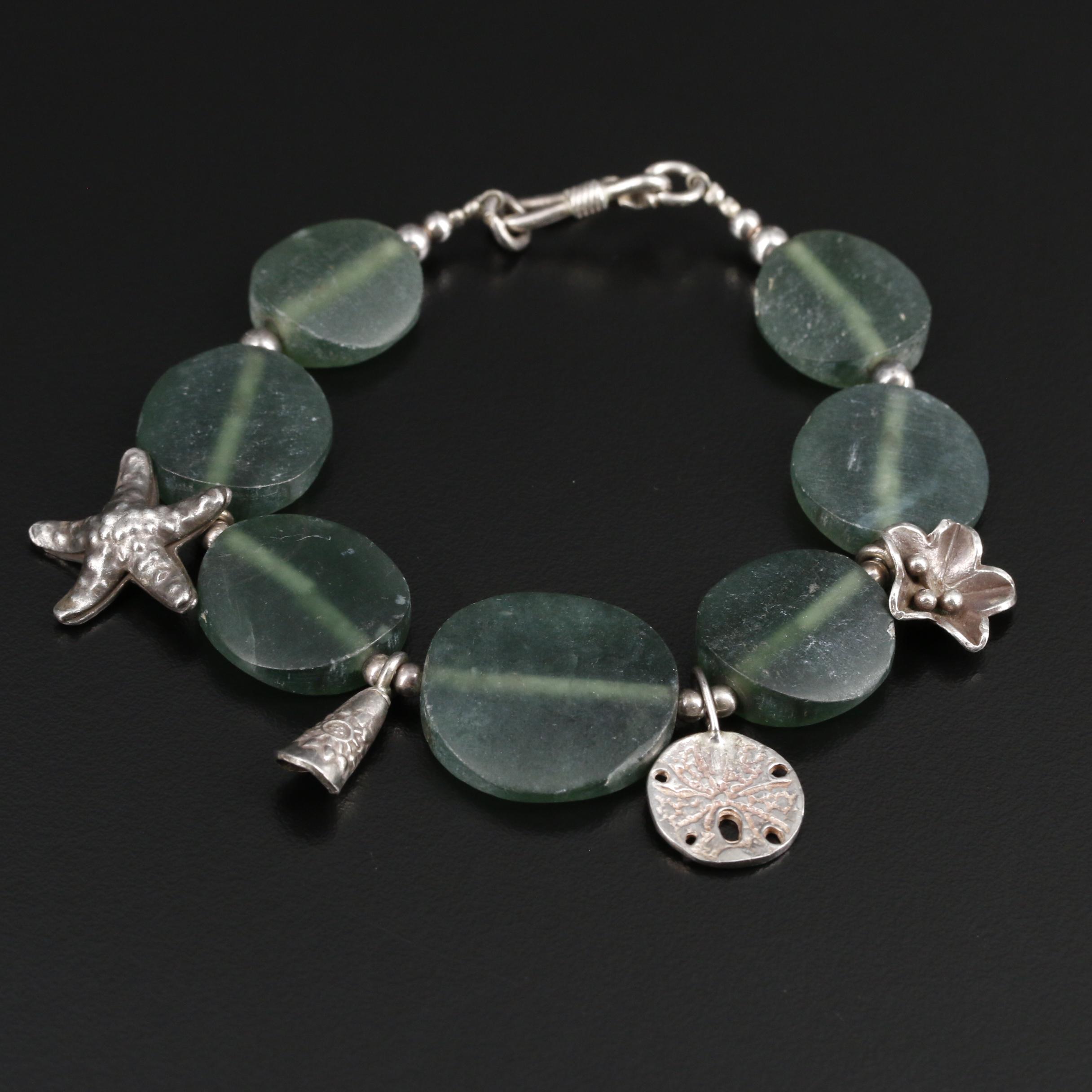 Sterling Serpentine Beaded Beach Motif Bracelet