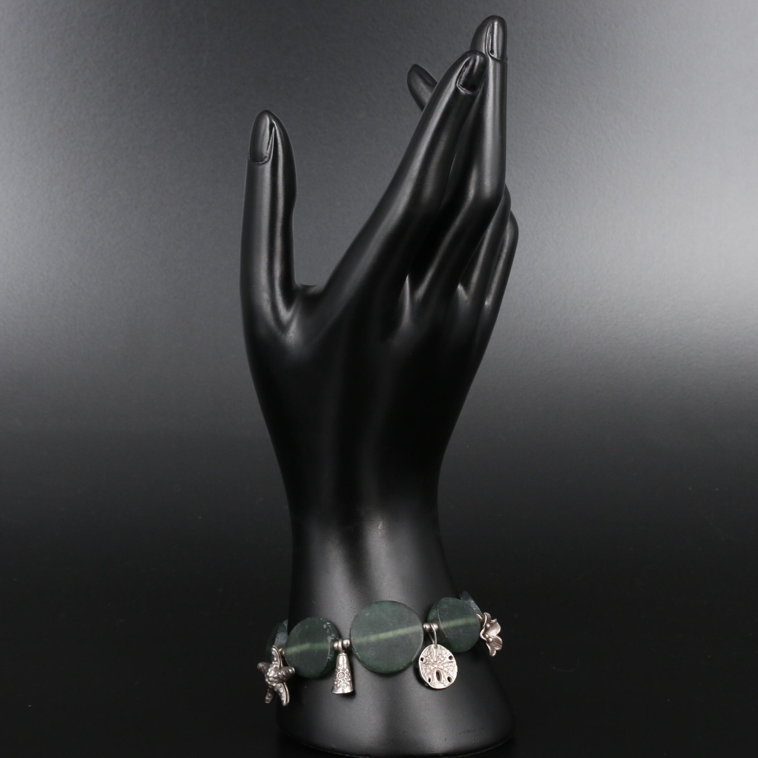 Sterling Serpentine Beaded Beach Motif Bracelet