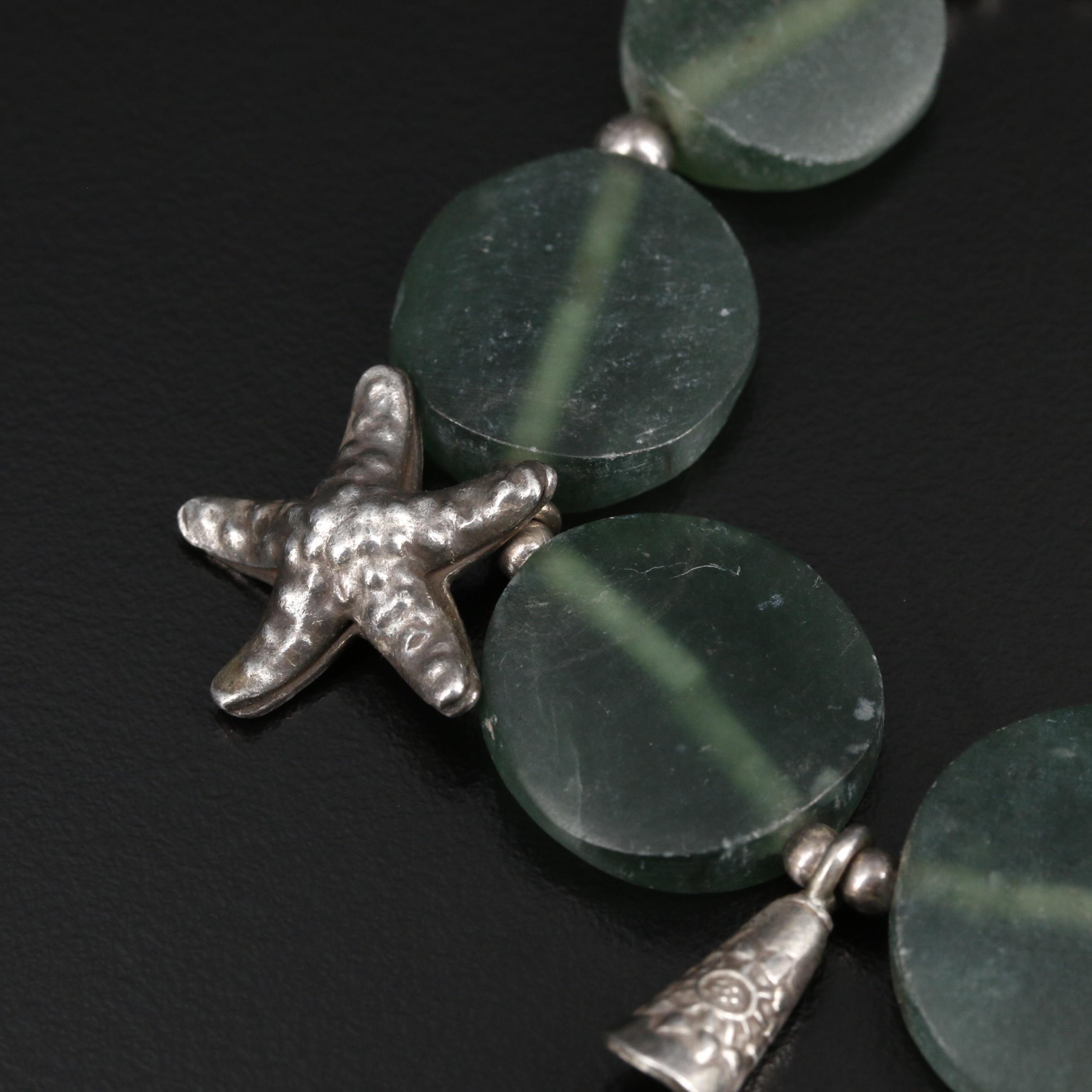 Sterling Serpentine Beaded Beach Motif Bracelet