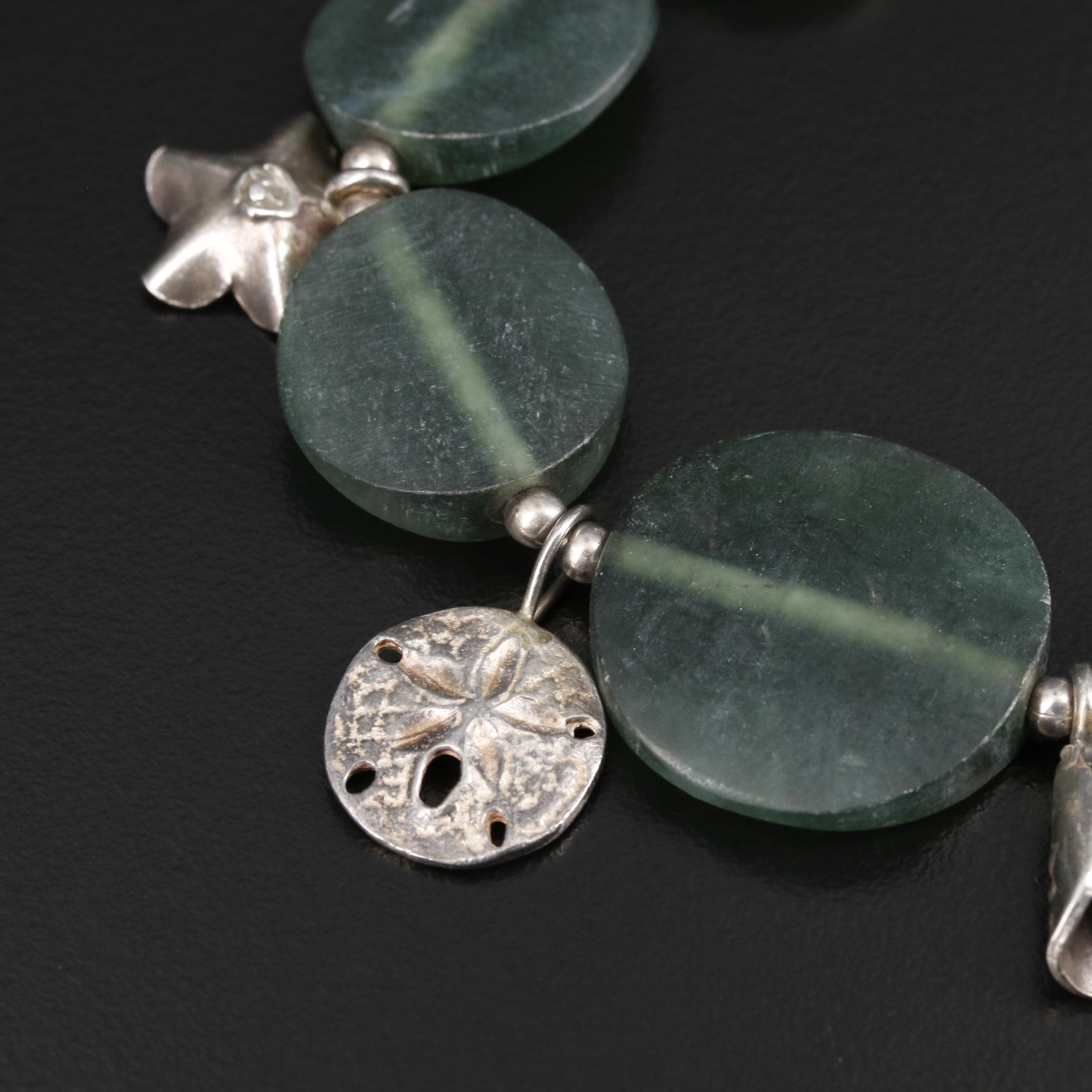 Sterling Serpentine Beaded Beach Motif Bracelet