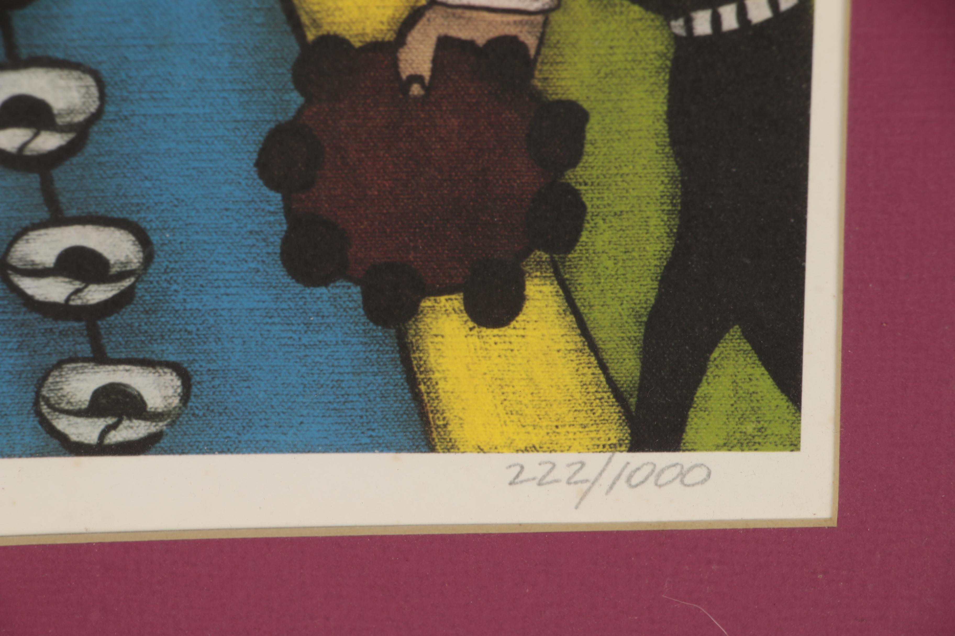 Elke Sommer Lithograph of Musicians in Landscape